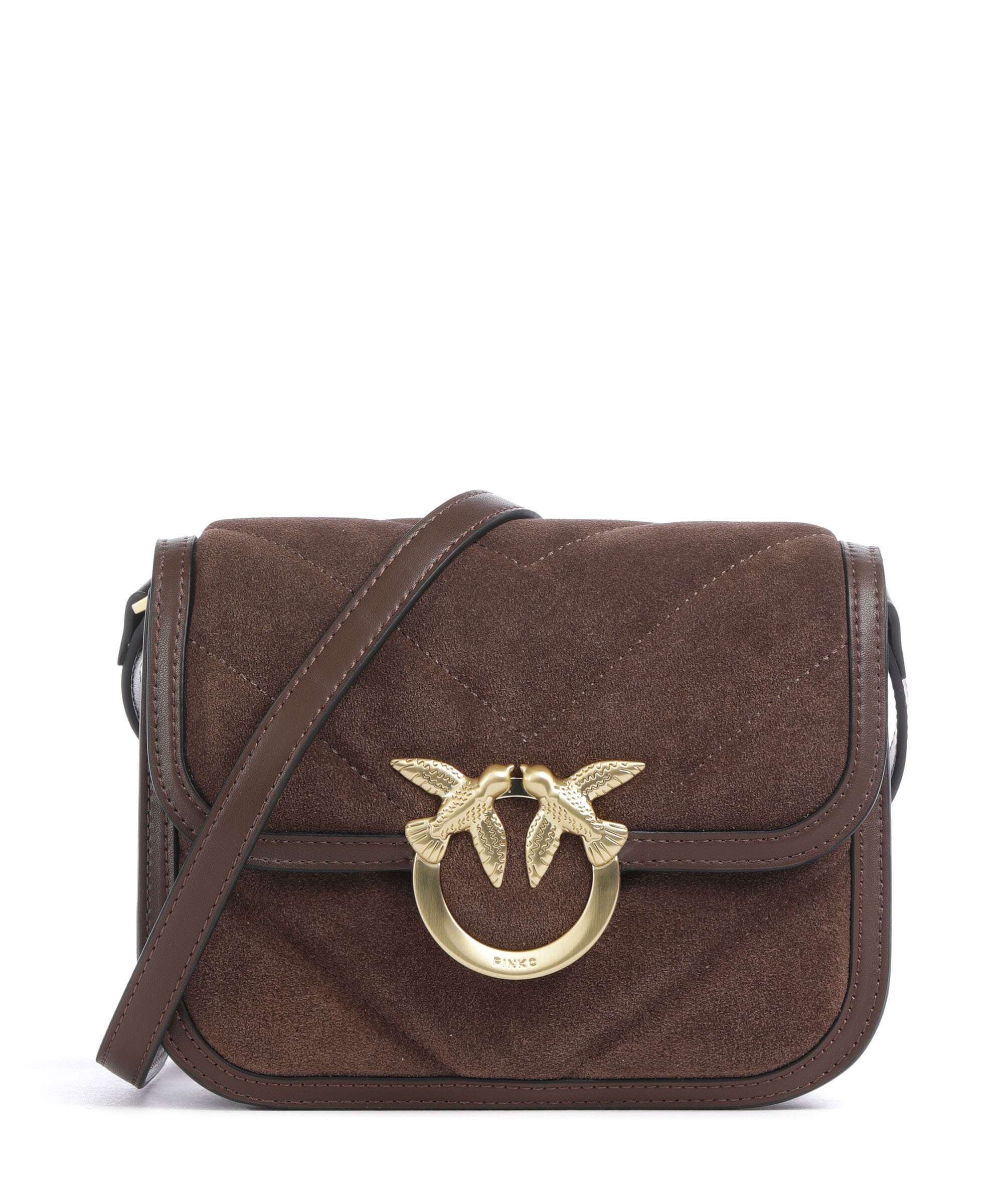 Pinko Love Box Torba przez ramię marrone castano/matt gold