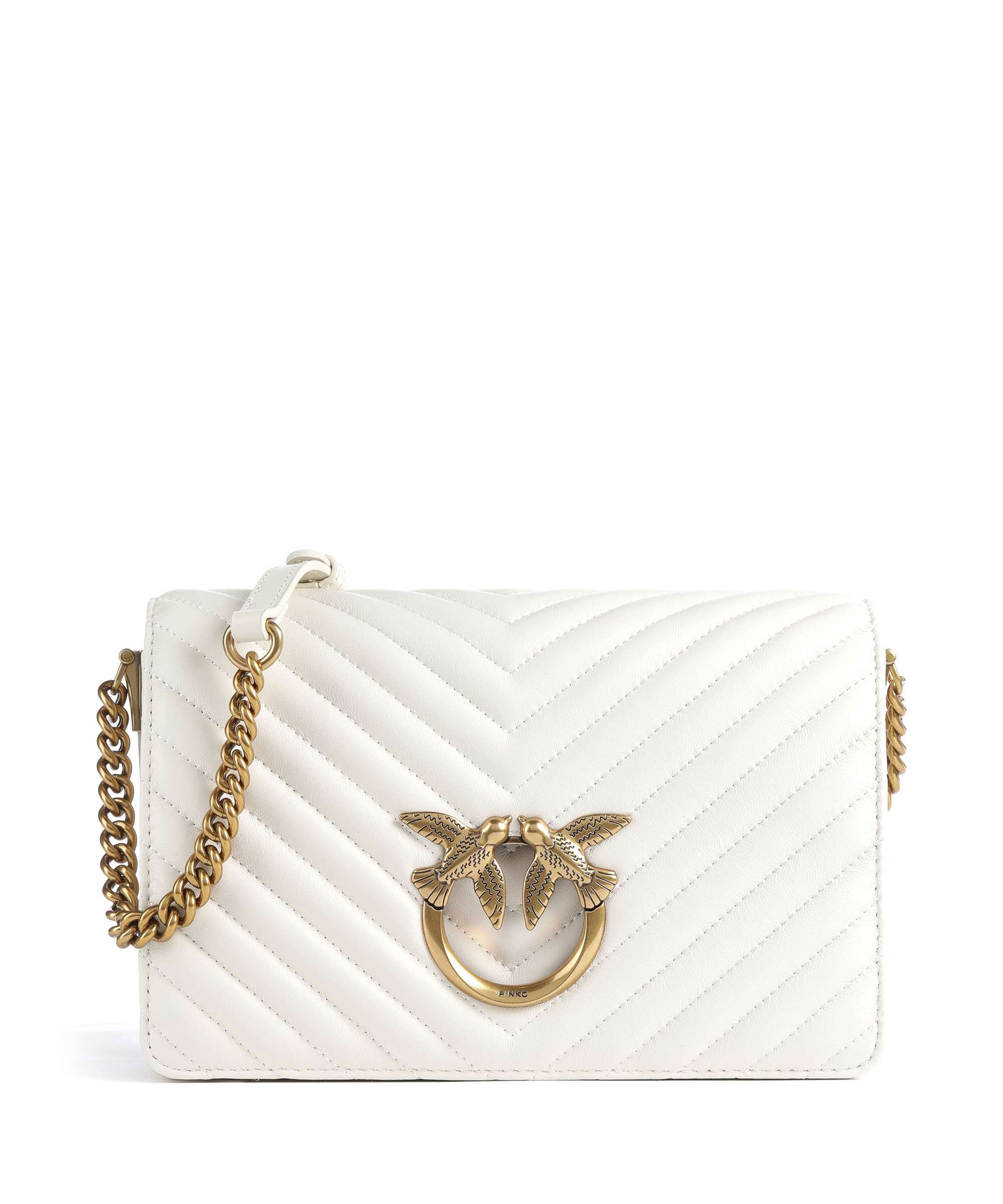 Pinko Love Click Classic Torba przez ramię bianco seta/antique gold