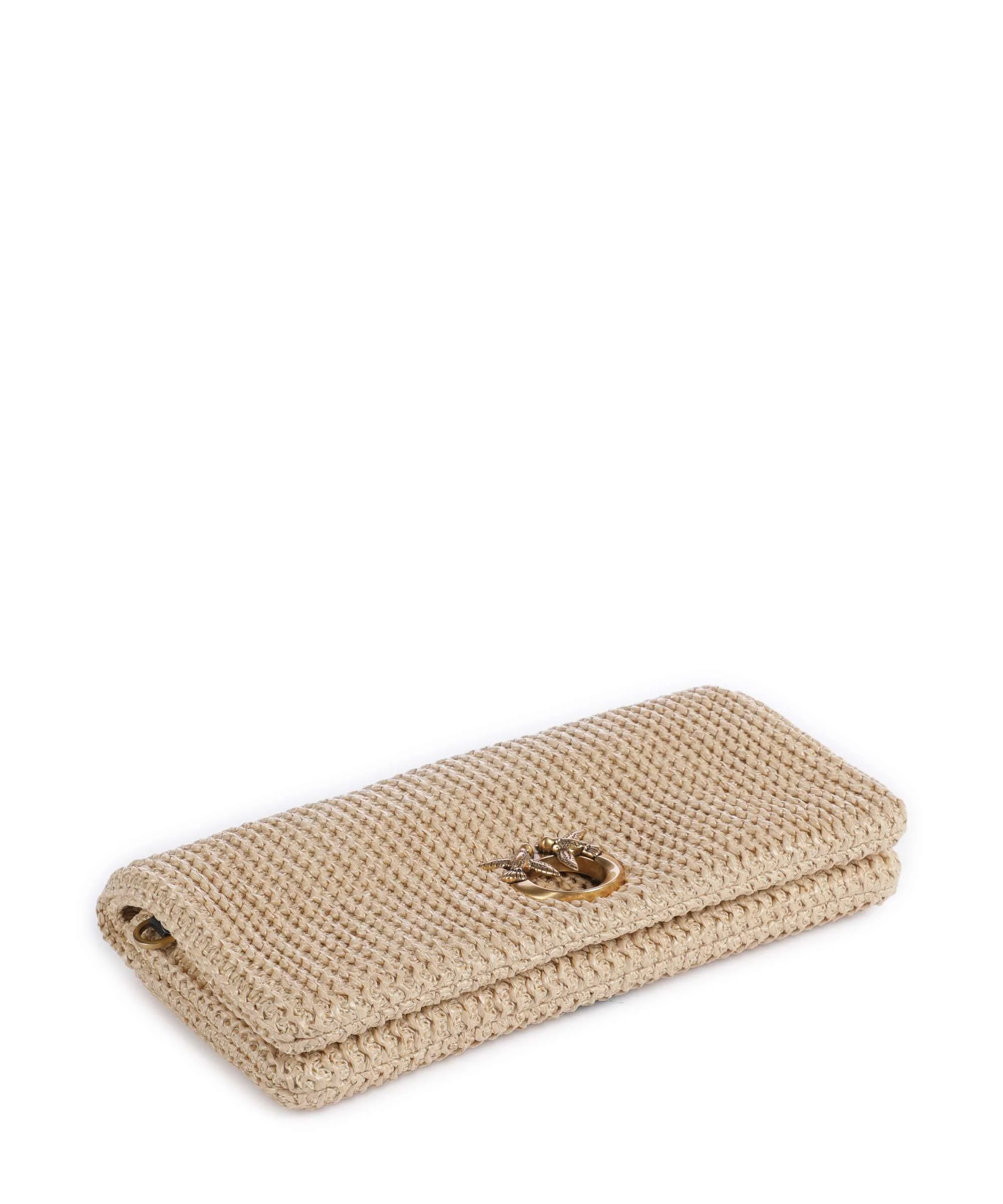 Pinko Love Click Soft Horizontal Classic Torba przez ramię rafia/nero/antique gold - Image 4
