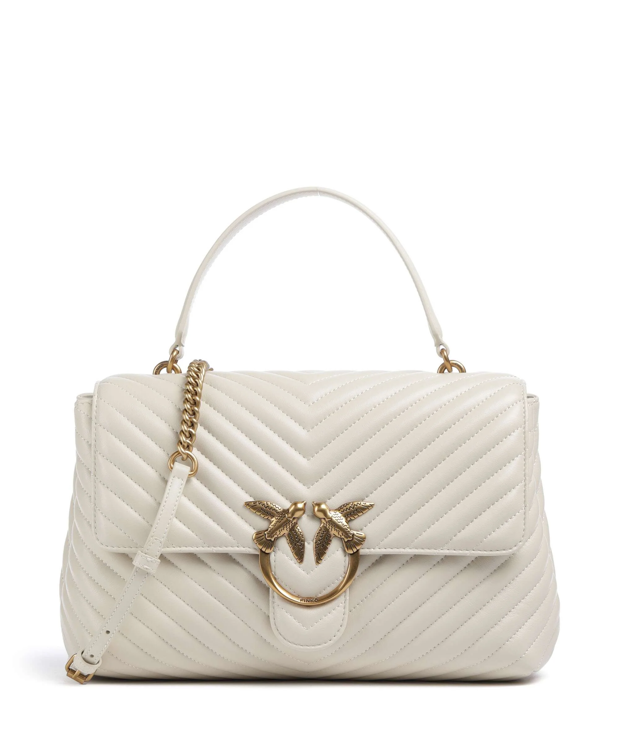 Pinko Love Lady Puff Big Torebka bianco seta/antique gold