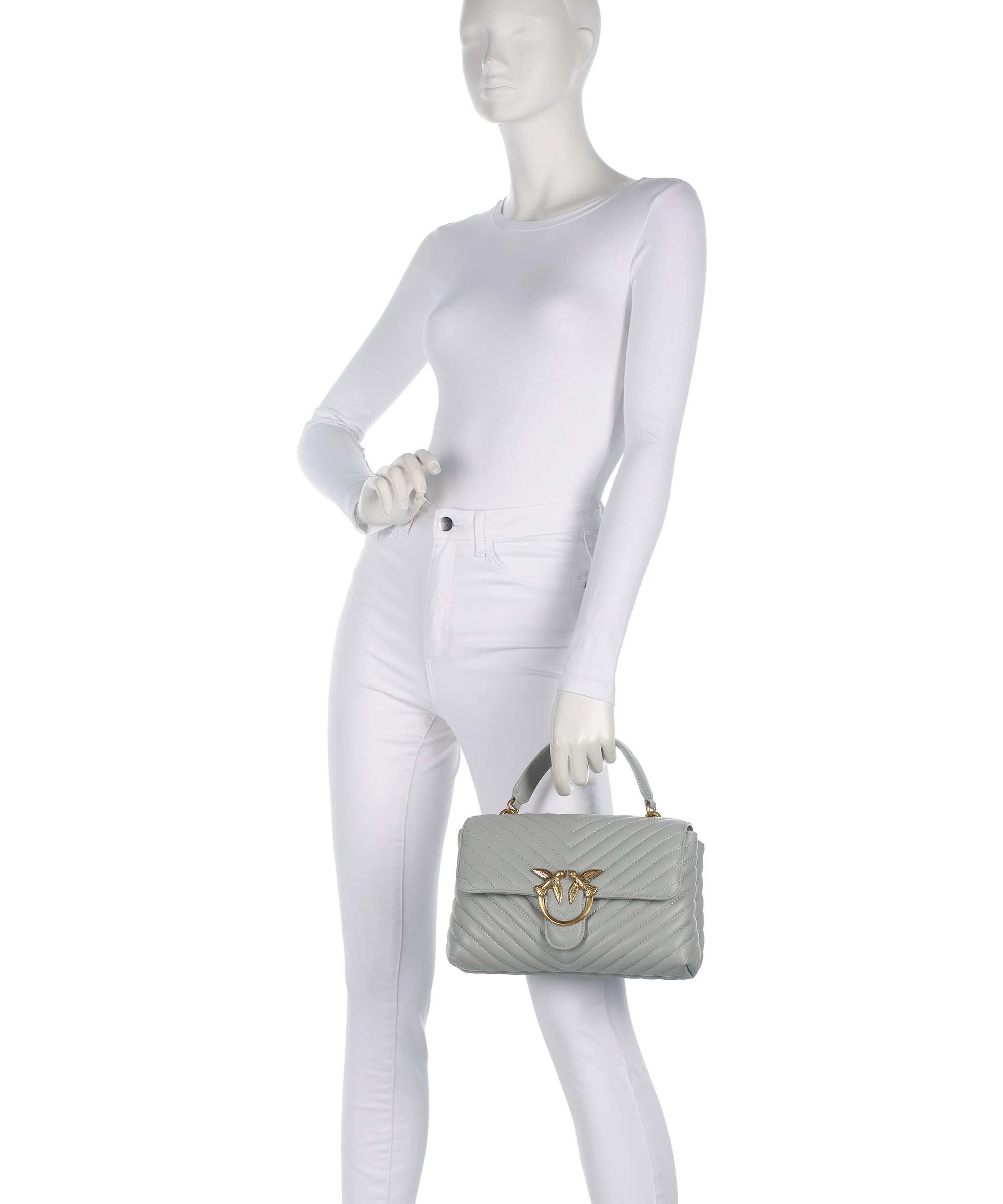 Pinko Love Lady Puff Classic Torebka grigio perla/antique gold - Image 3