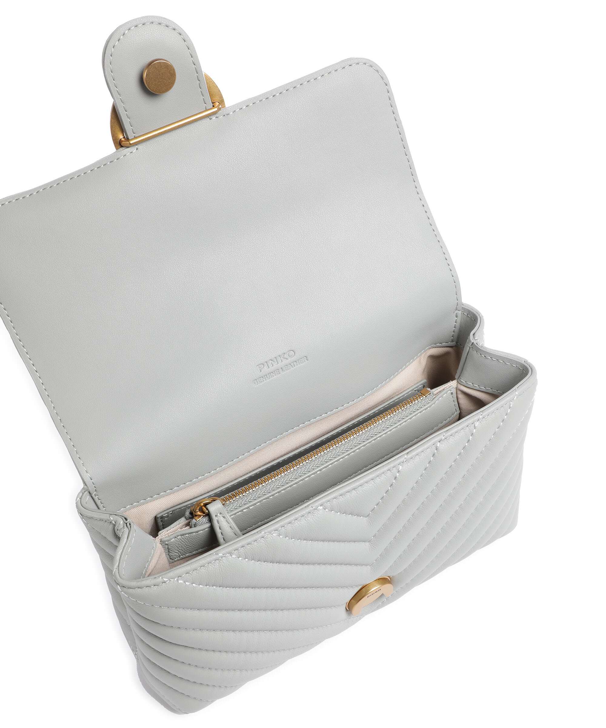 Pinko Love Lady Puff Mini Torebka grigio perla/antique gold - Image 6