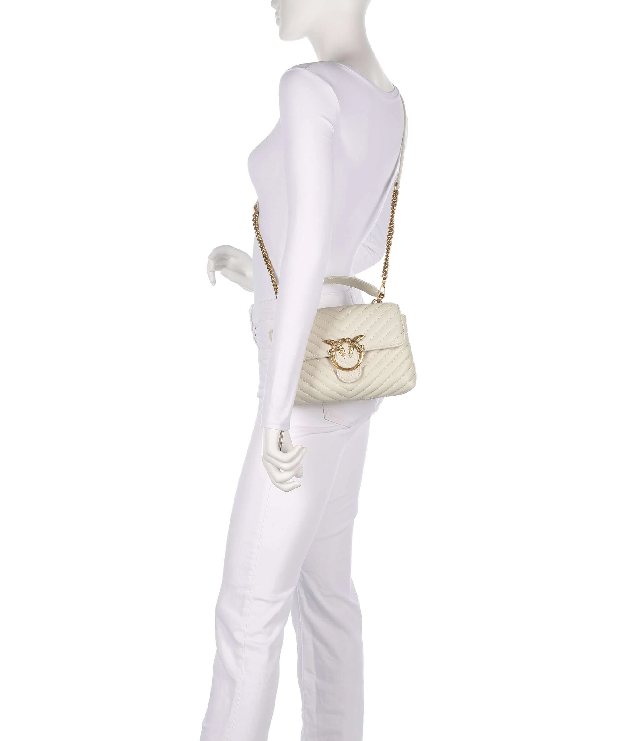 Pinko Love Lady Puff Mini Torebka bianco seta/antique gold - Image 3