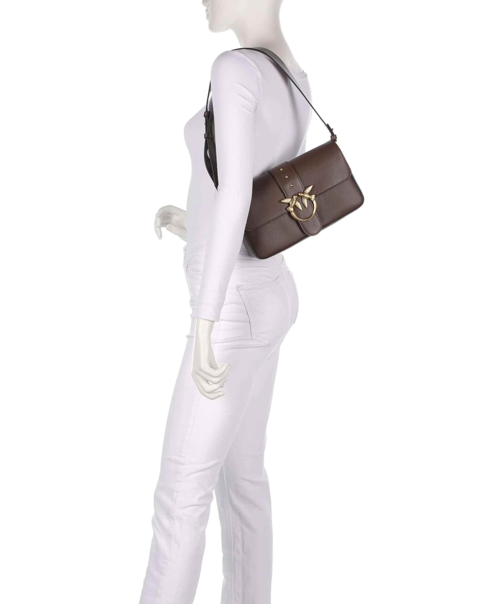 Pinko Love One Classic Slouchy Torba na ramię marrone castano/antique gold - Image 3