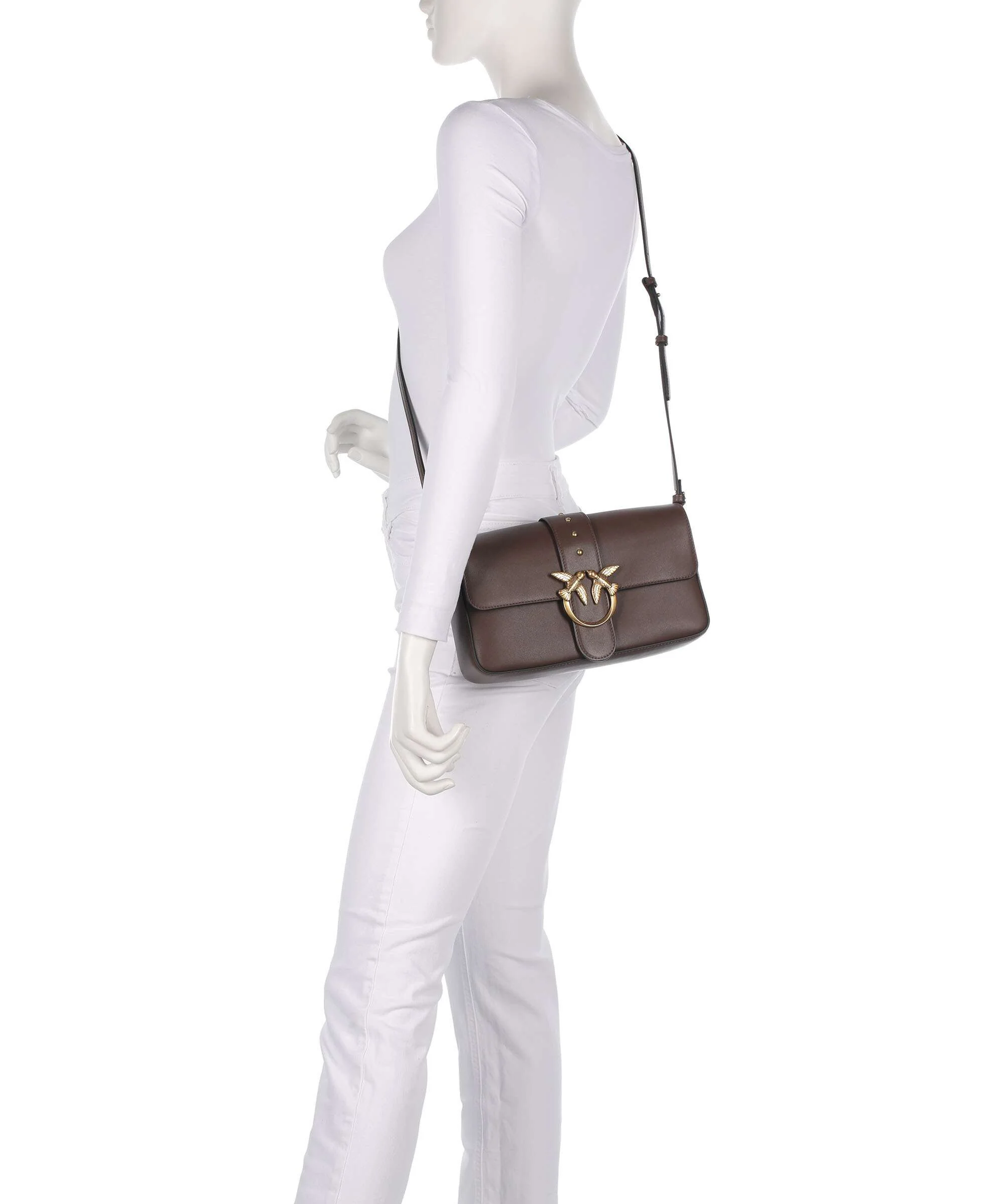 Pinko Love One Classic Slouchy Torba na ramię marrone castano/antique gold - Image 4