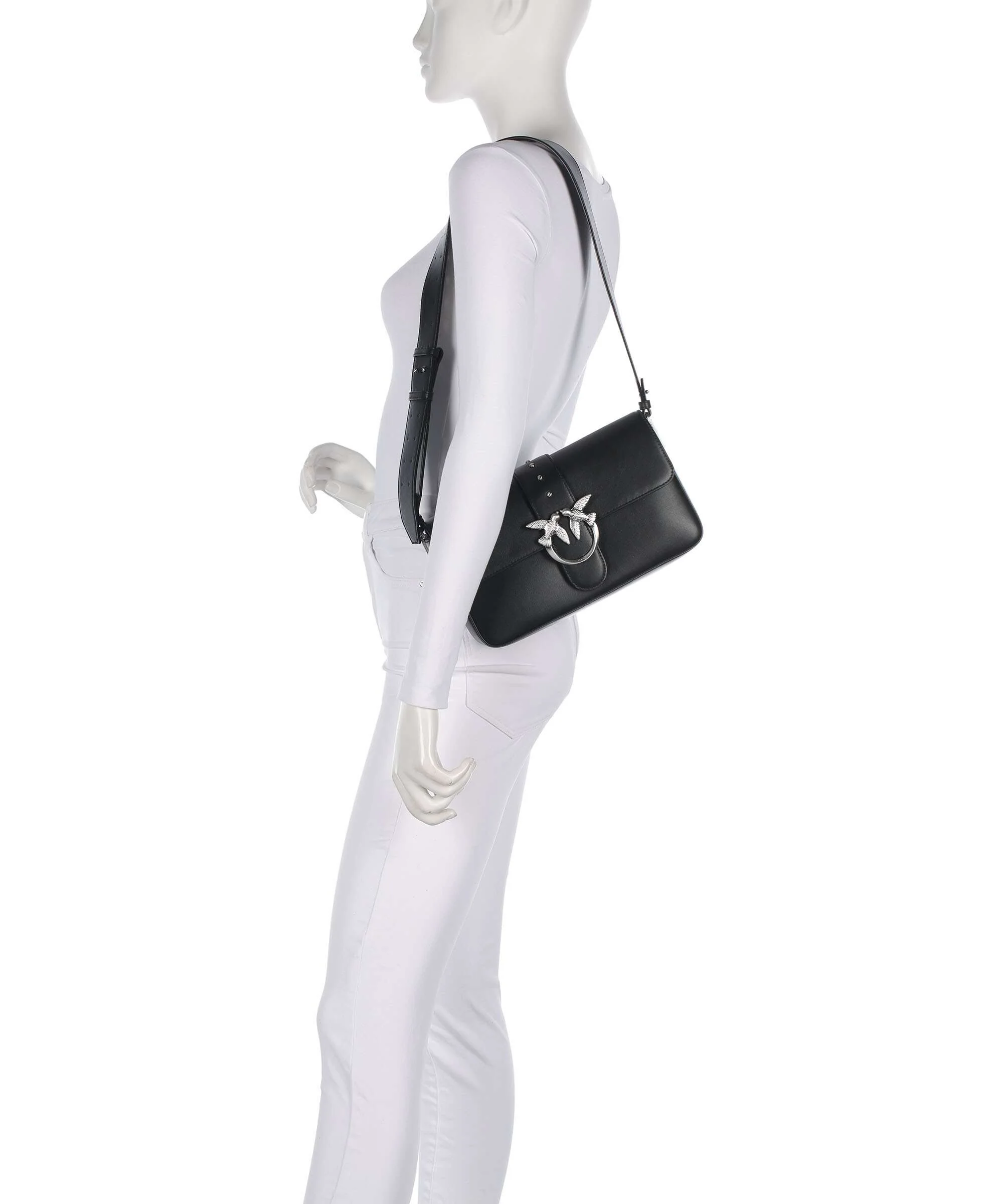 Pinko Love One Classic Slouchy Torba na ramię nero limousine/matt silver - Image 3