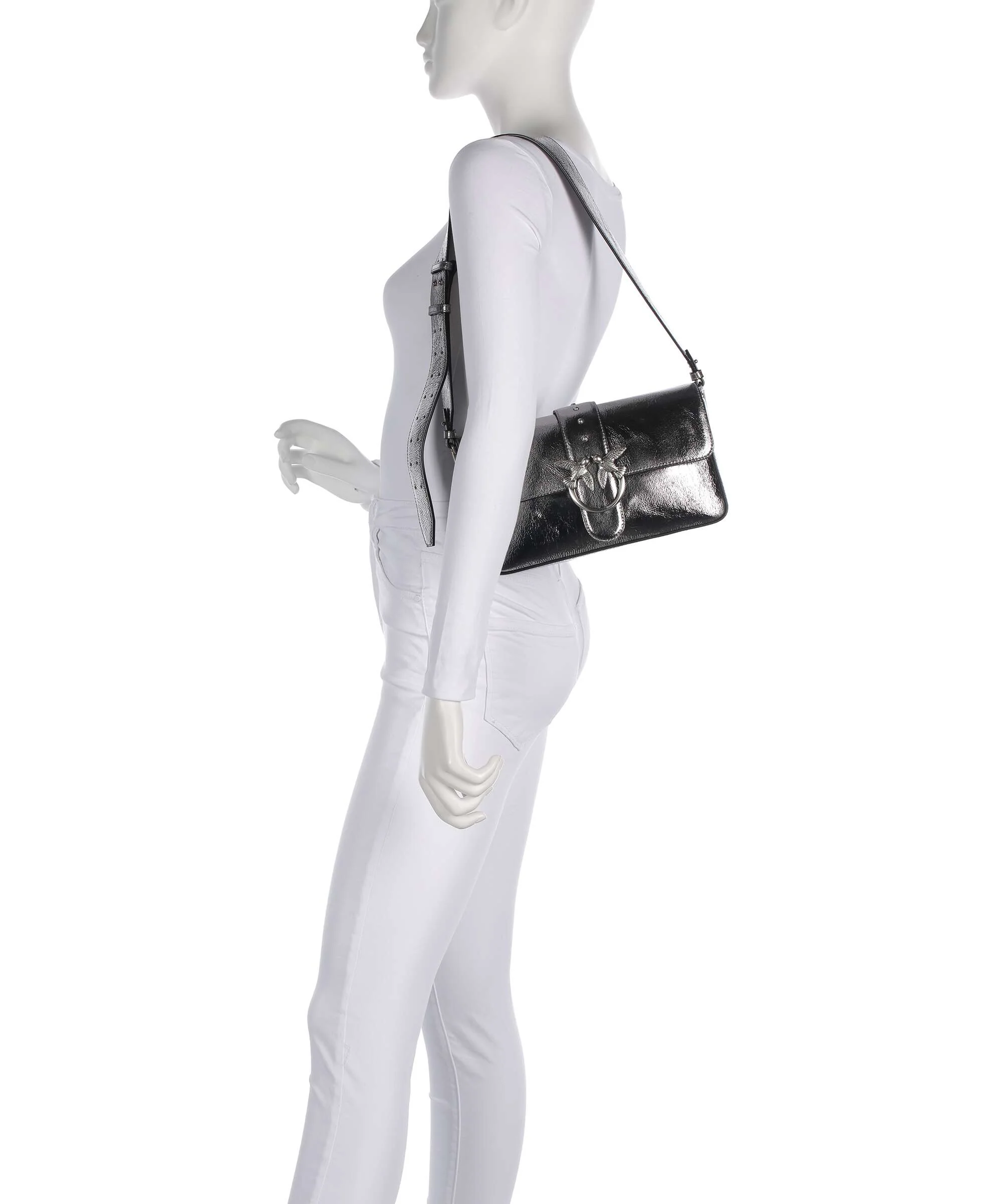 Pinko Love One Classic Slouchy Torba na ramię antracite/old silver - Image 3