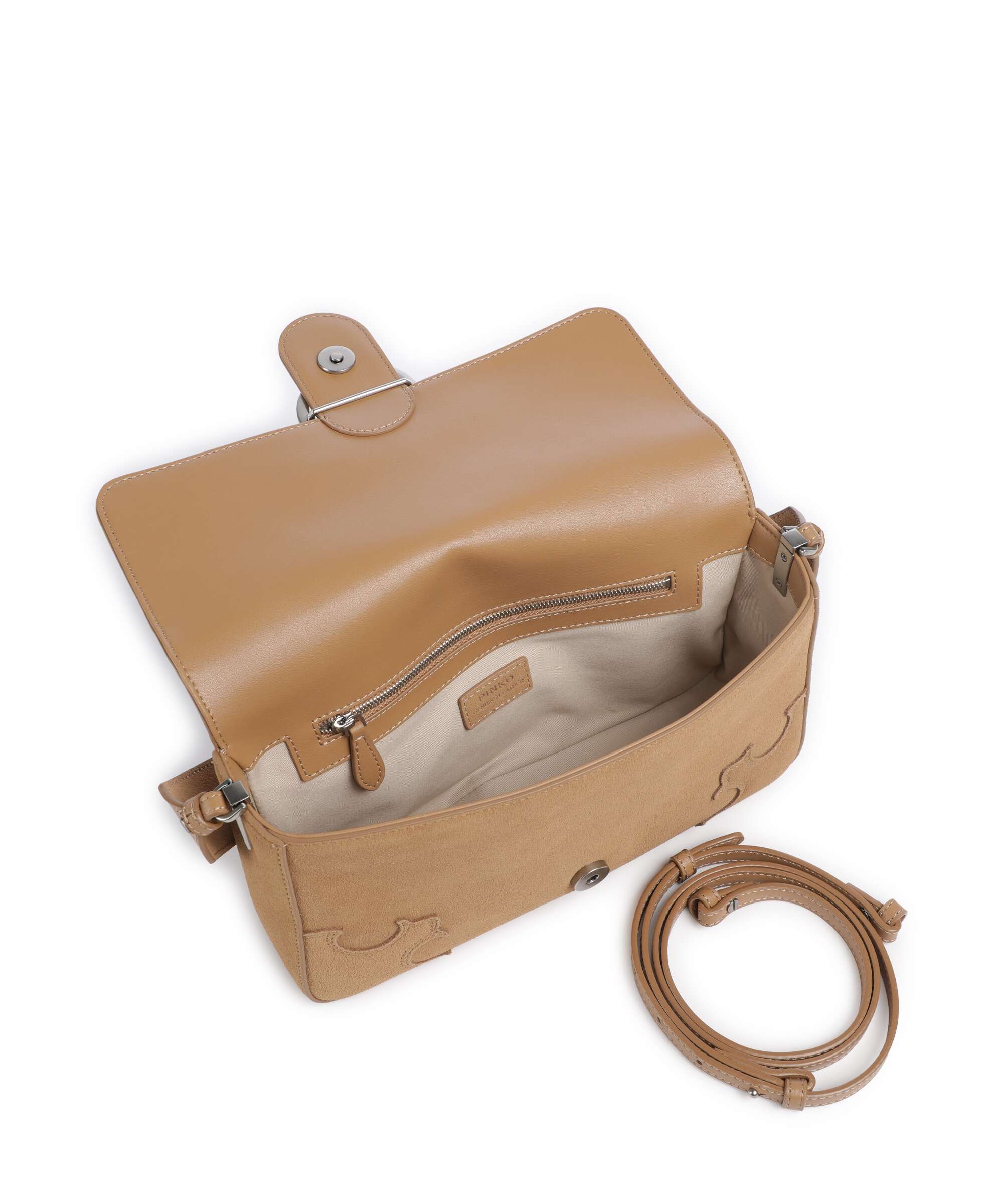 Pinko Love One Classic Slouchy Torba na ramię beige/scoiattolo/old silver - Image 5