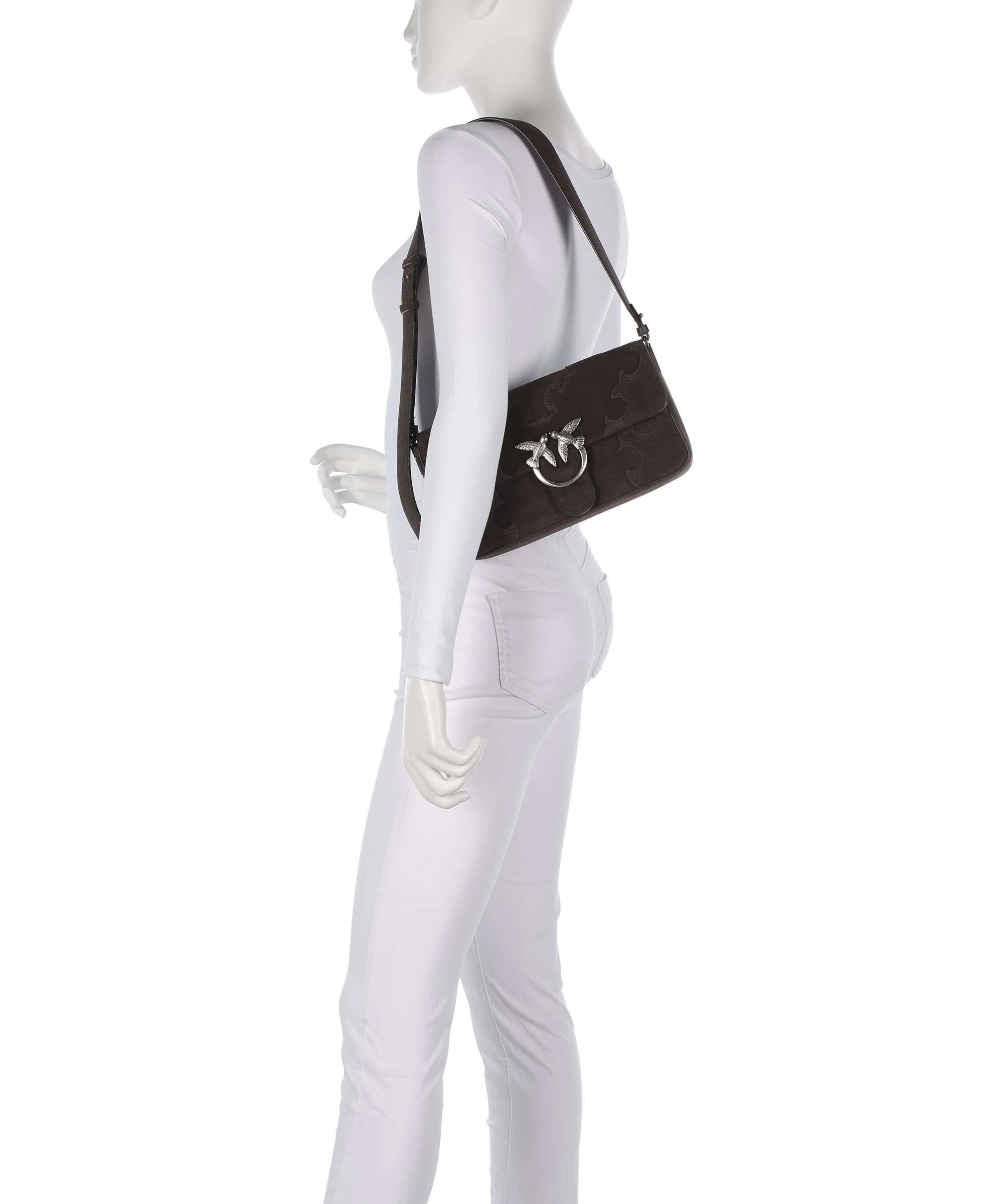 Pinko Love One Classic Slouchy Torba na ramię marrone/chicco di caffe/old silver - Image 3