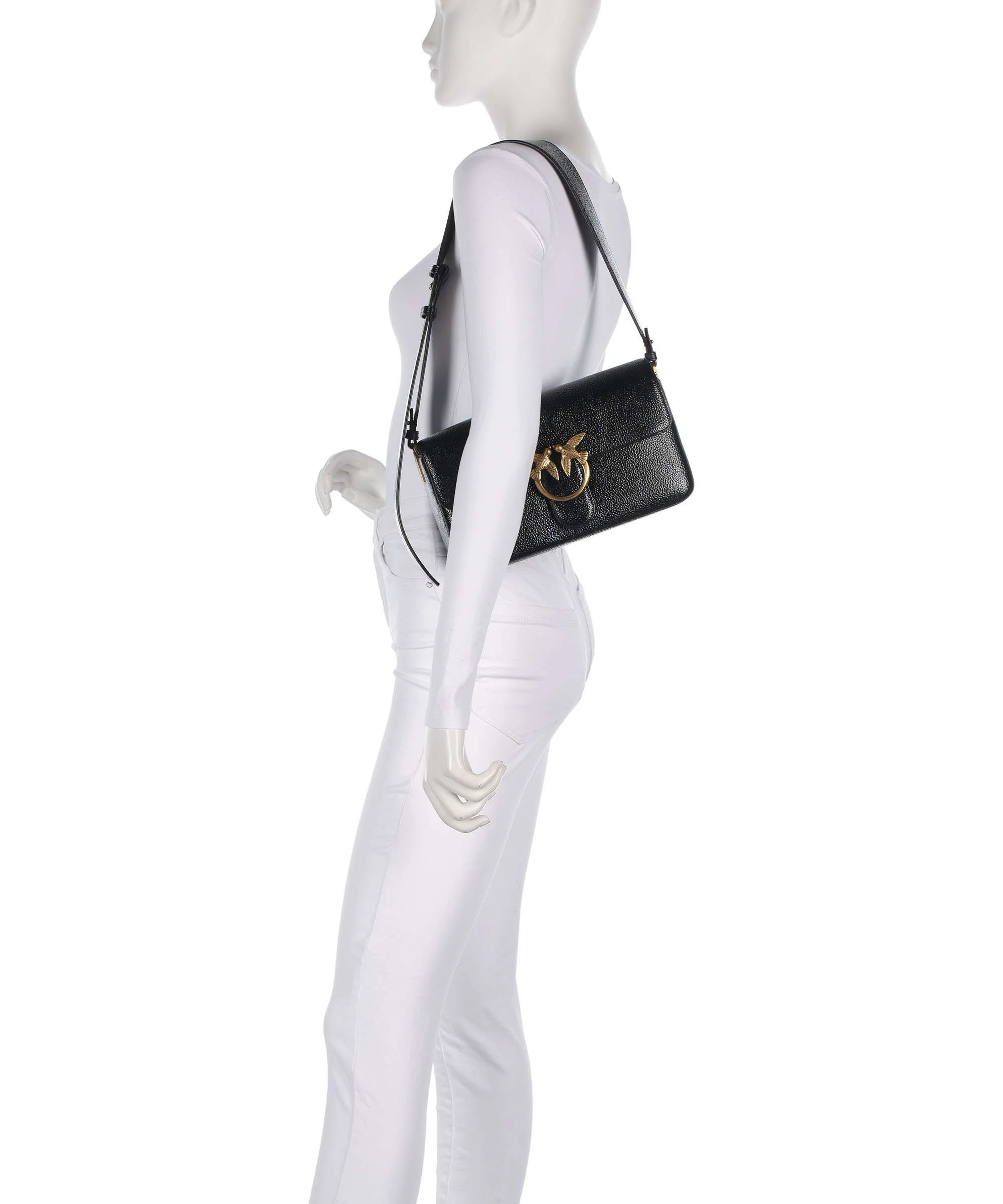 Pinko Love One Classic Slouchy Torba na ramię nero/antique gold - Image 3