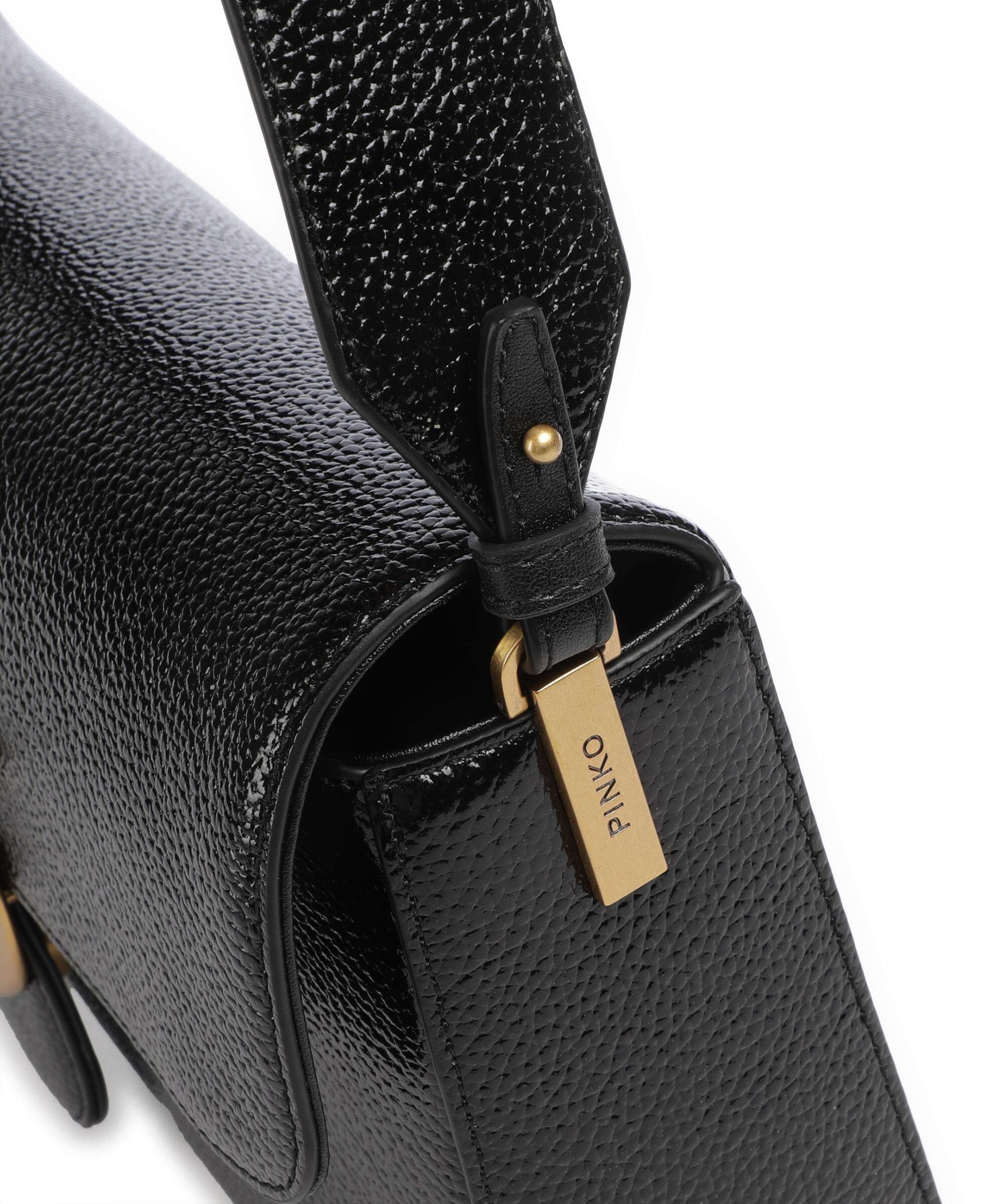 Pinko Love One Classic Slouchy Torba na ramię nero/antique gold - Image 5