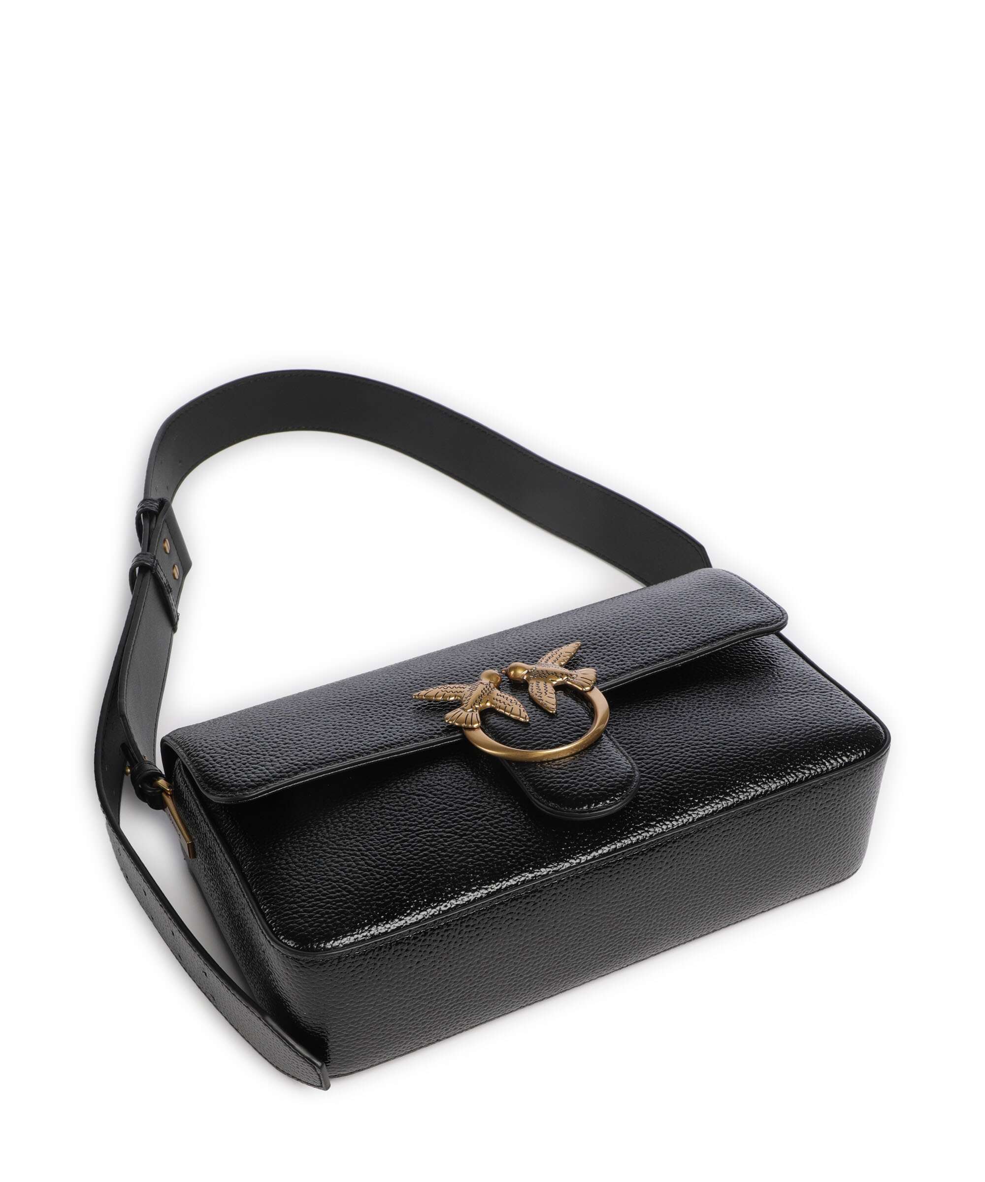 Pinko Love One Classic Slouchy Torba na ramię nero/antique gold - Image 6