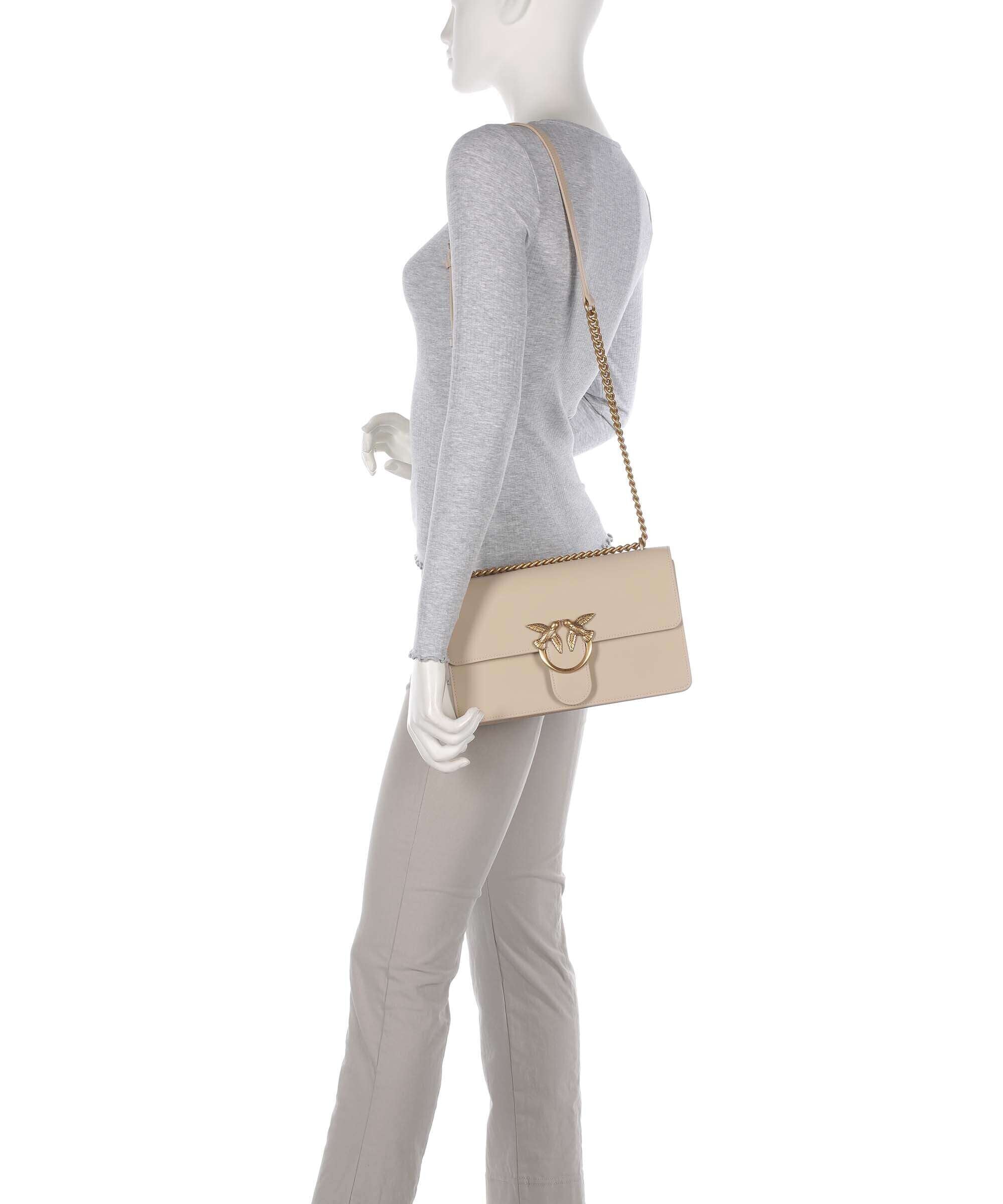 Pinko Love One Classic Torba na ramię beige/grigio fumo/antique gold - Image 3