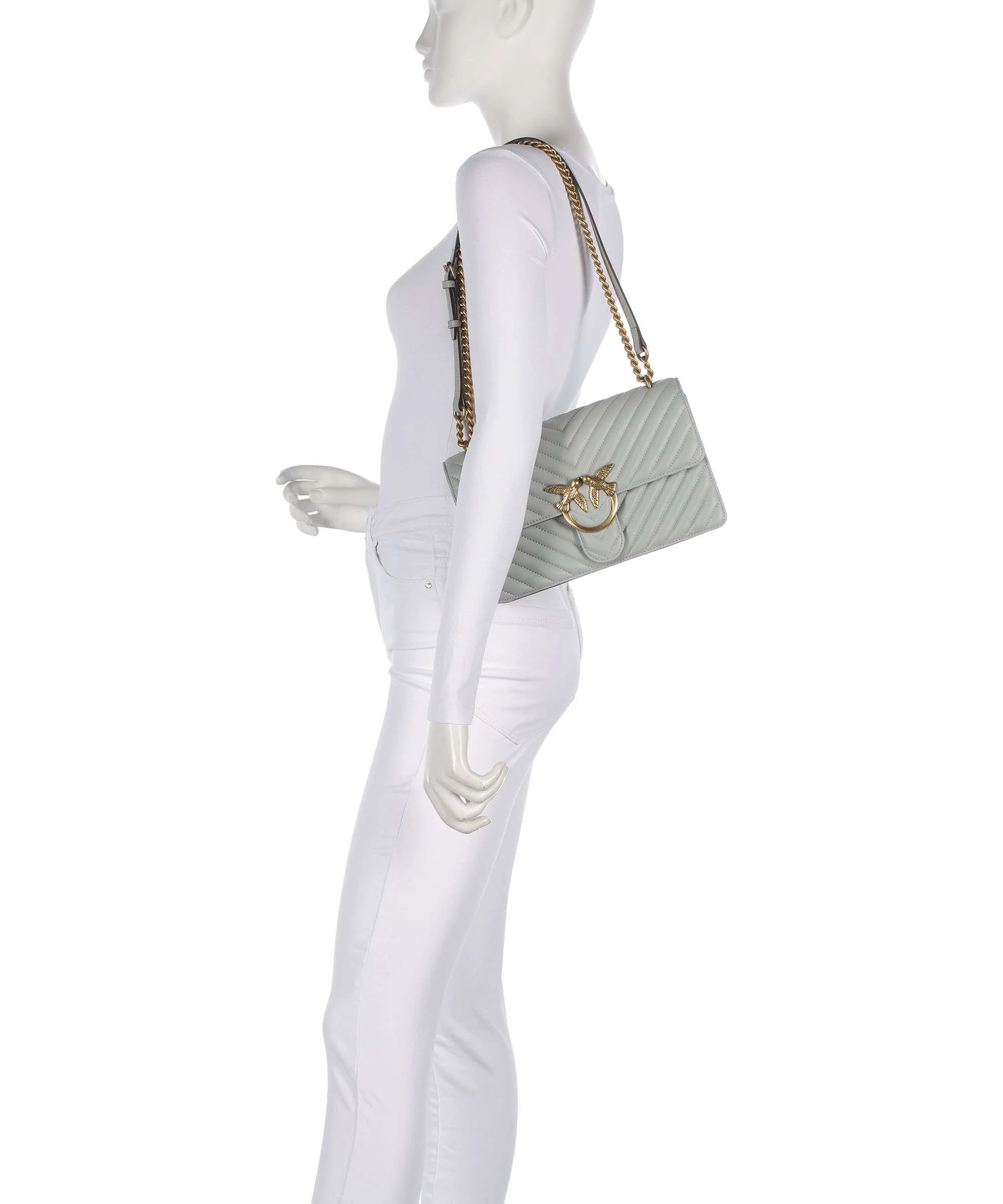 Pinko Love One Classic Torba na ramię grigio perla/antique gold - Image 4