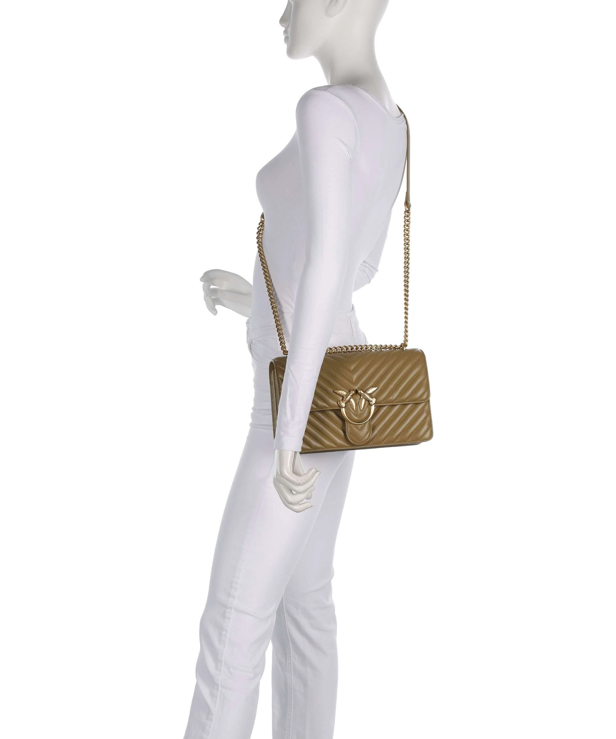 Pinko Love One Classic Torba na ramię verde canguro/antique gold - Image 3