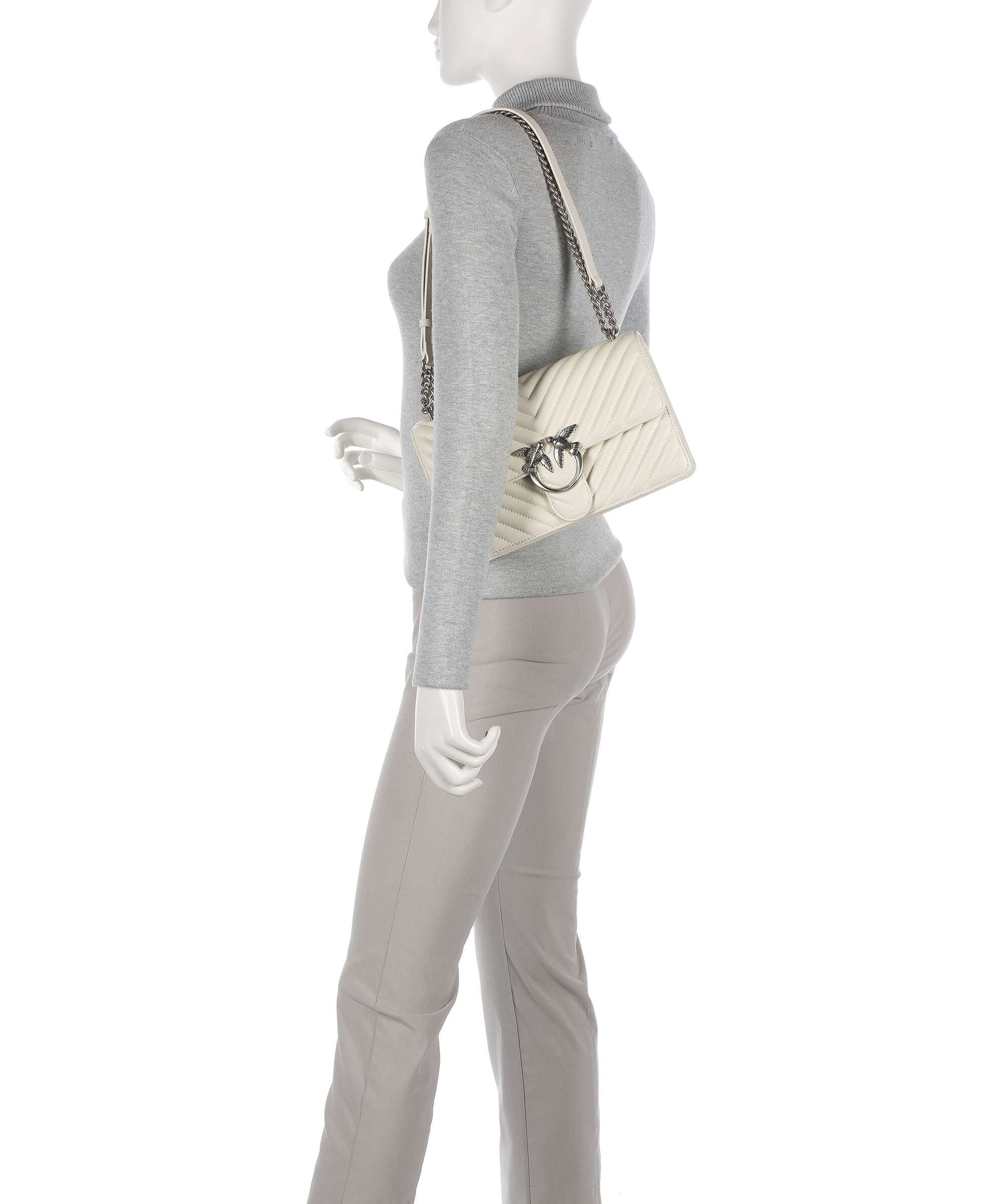 Pinko Love One Classic Torba na ramię bianco seta/old silver - Image 4