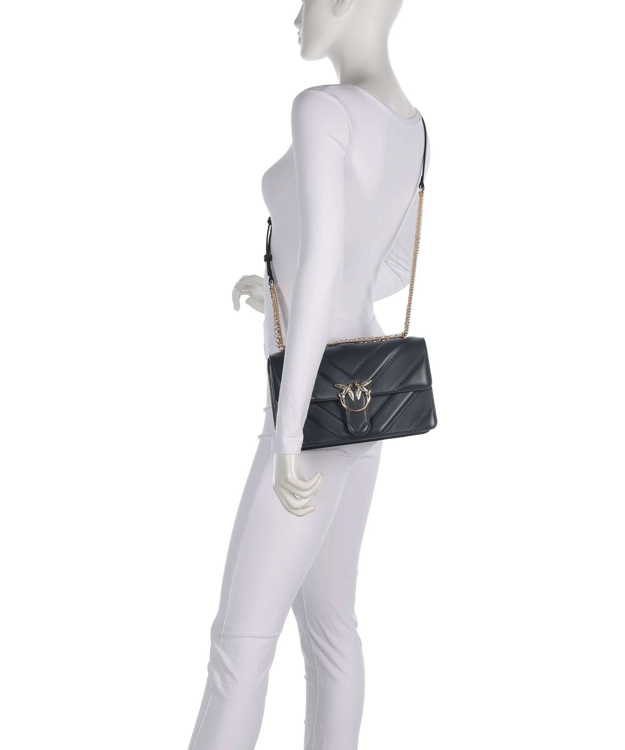 Pinko Love One Classic Torba na ramię grigio asfalto/oro mordore - Image 3