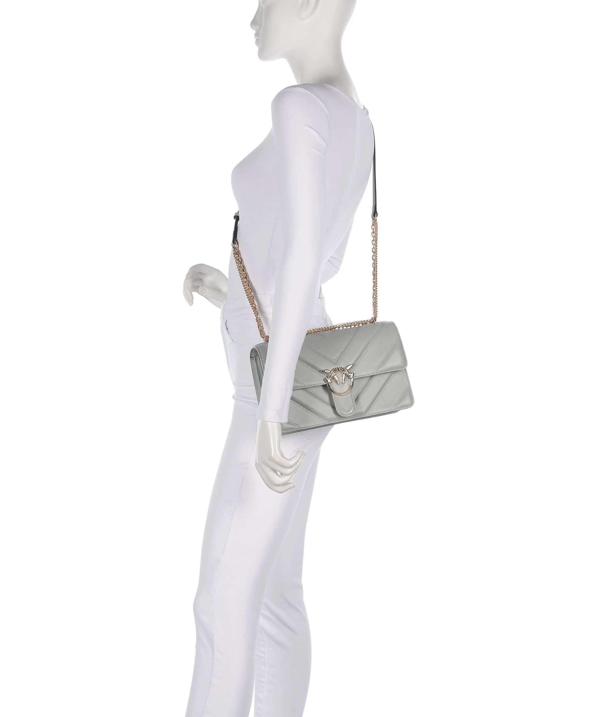 Pinko Love One Classic Torba na ramię grigio perla/gold mordore - Image 4
