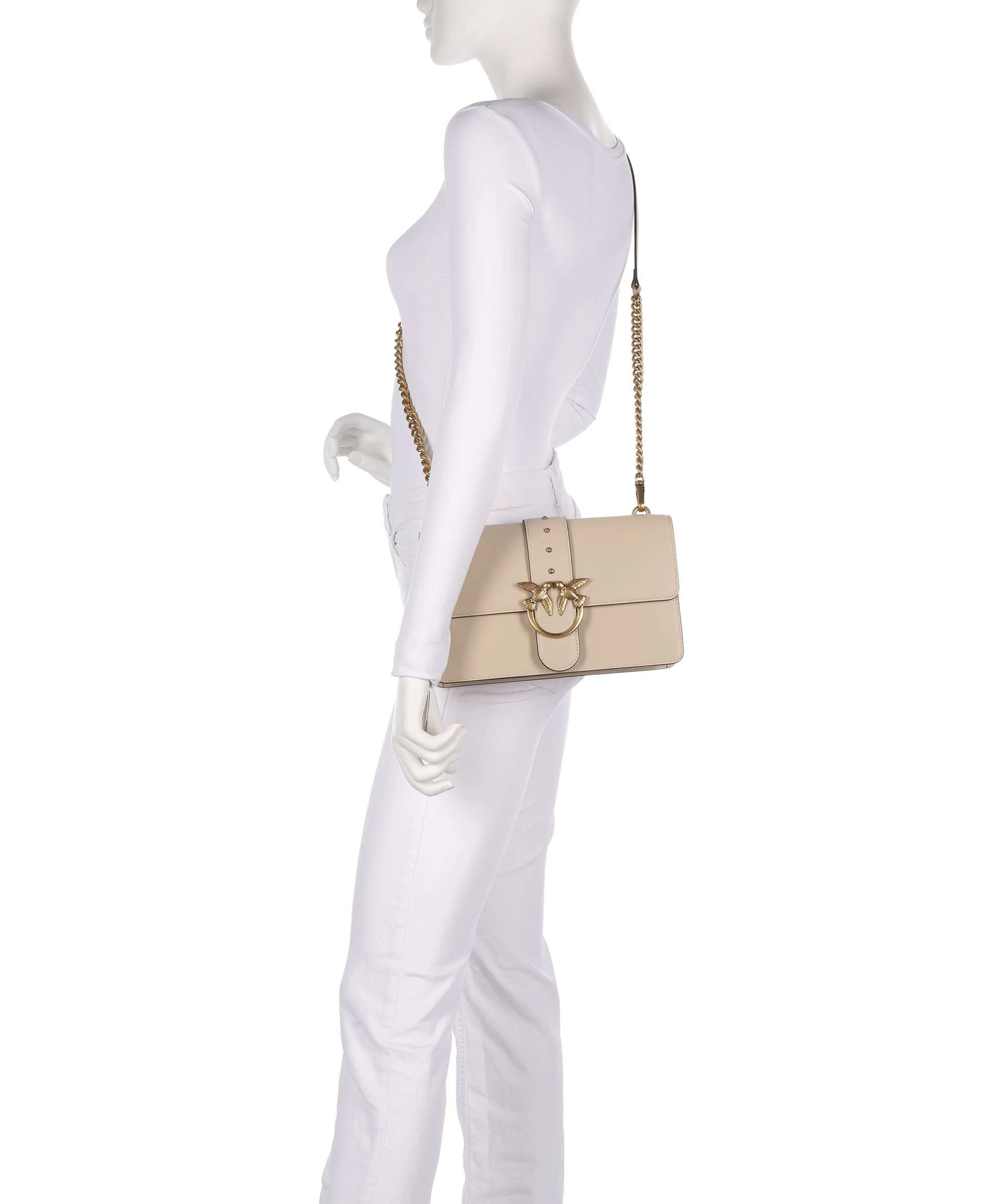 Pinko Love One Classic Torba przez ramię beige/grigio fumo/antique gold - Image 3