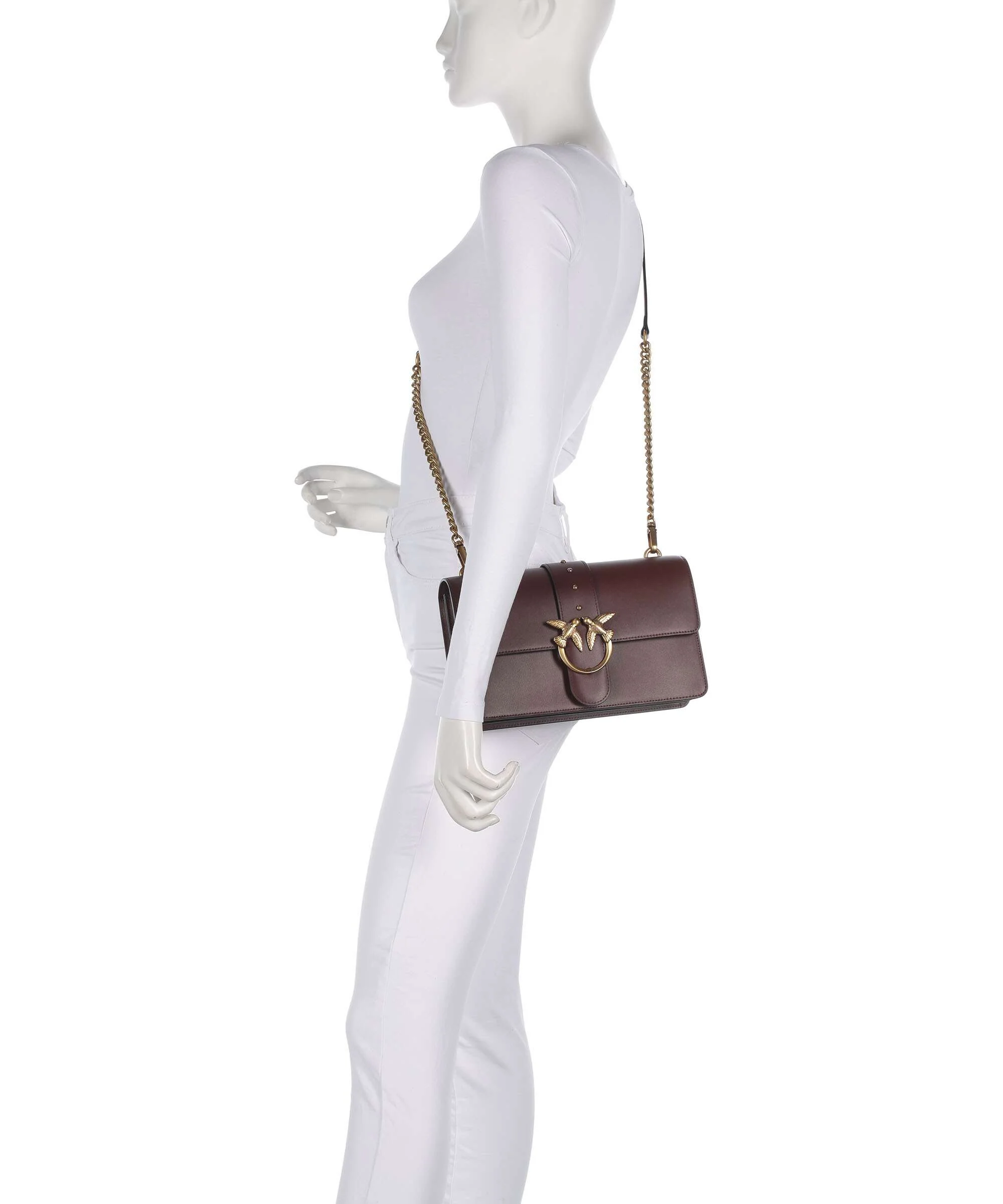 Pinko Love One Classic Torba przez ramię rosso vino/antique gold - Image 3