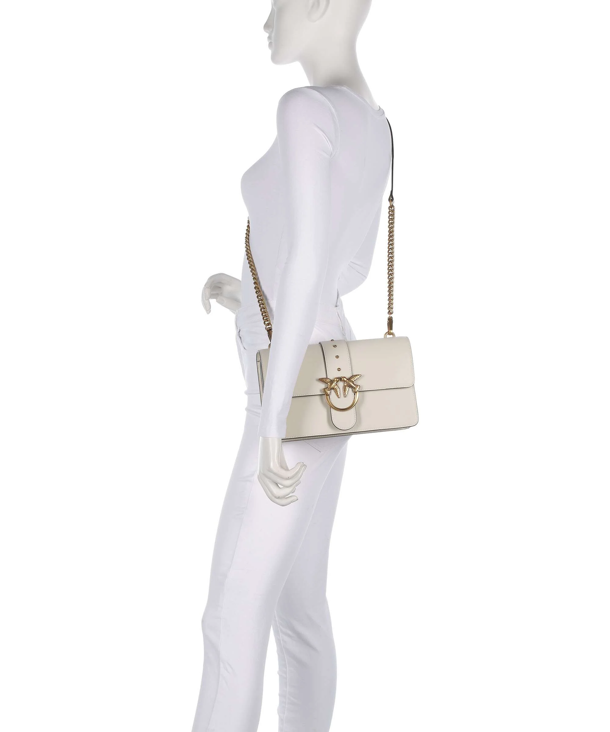 Pinko Love One Classic Torba przez ramię bianco seta/antique gold - Image 3