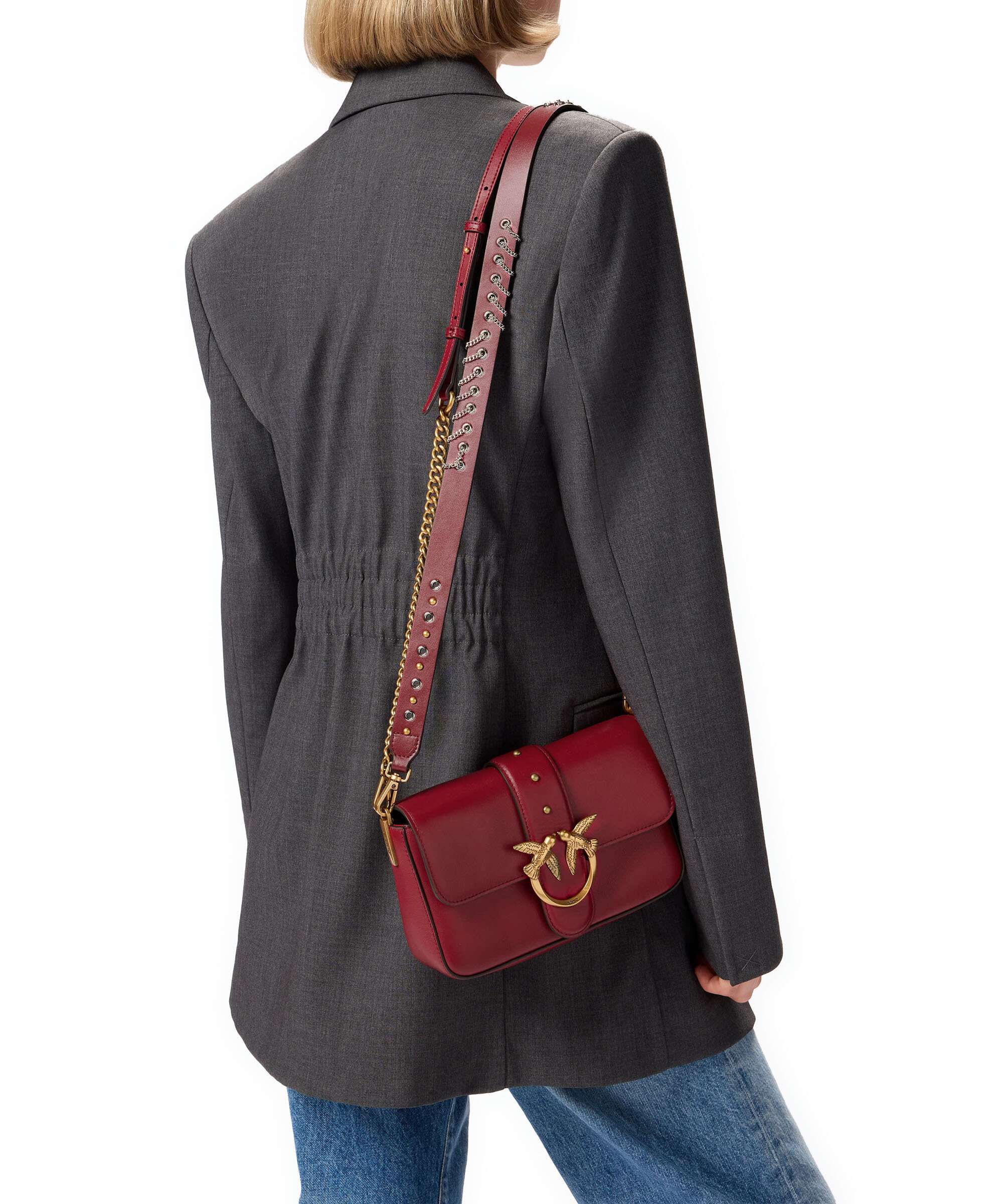 Pinko Love One Mini Slouchy Charms Torba przez ramię rosso lampone/antique gold - Image 3