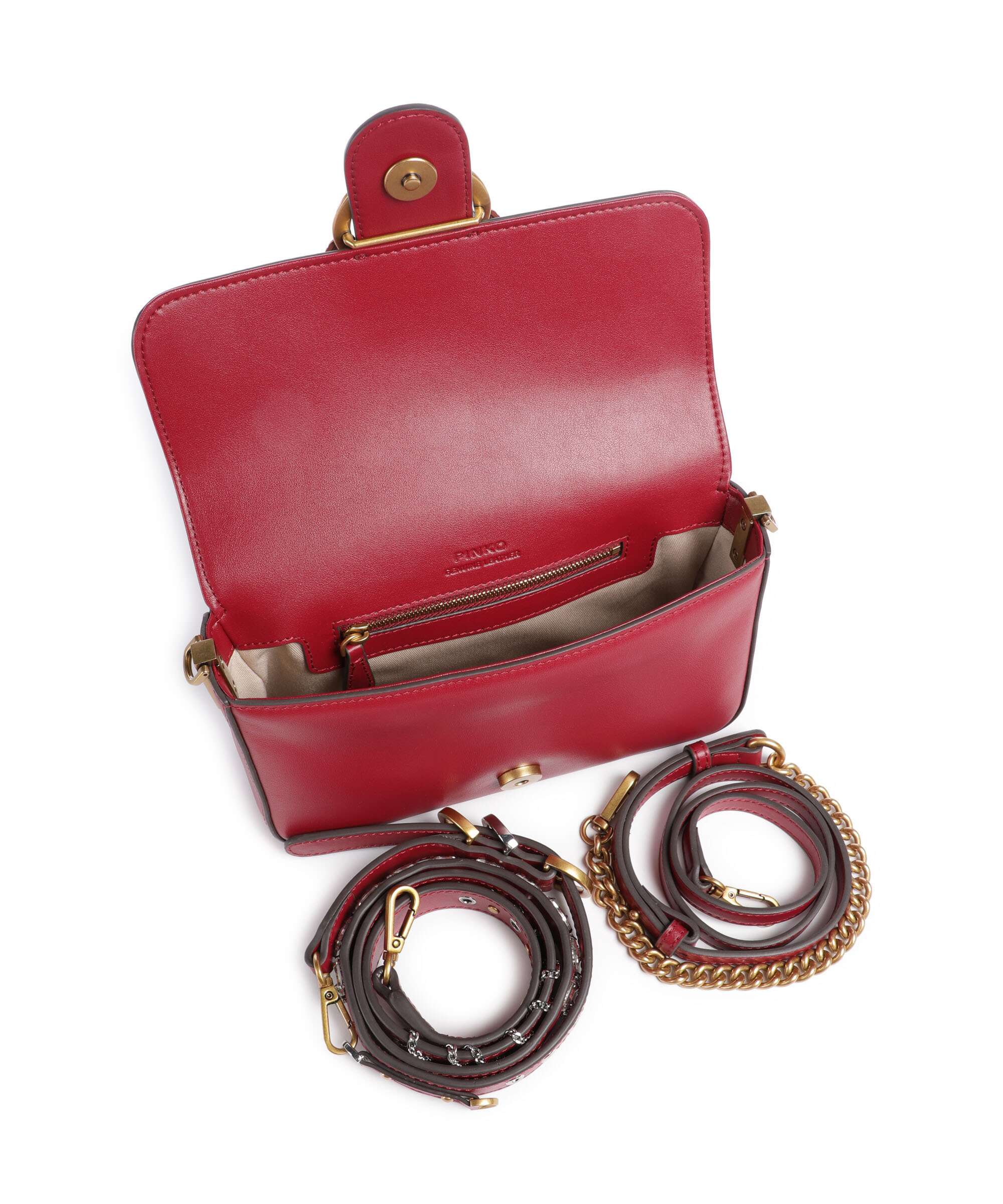 Pinko Love One Mini Slouchy Charms Torba przez ramię rosso lampone/antique gold - Image 6