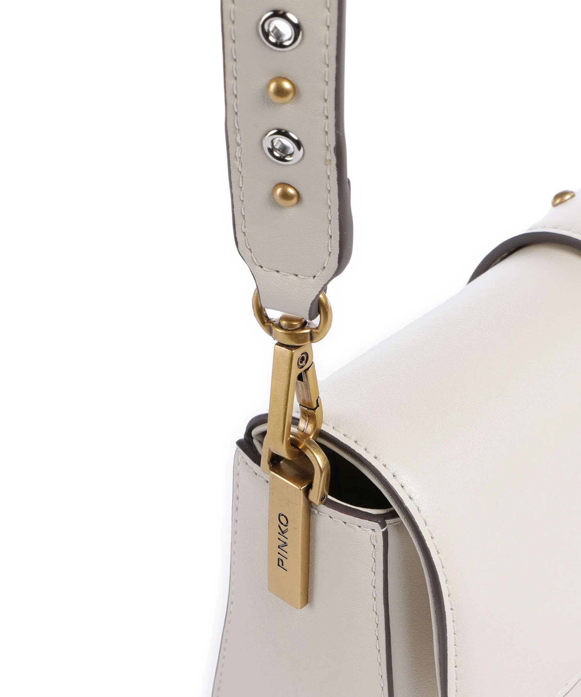 Pinko Love One Mini Slouchy Charms Torba przez ramię bianco seta/antique gold - Image 5