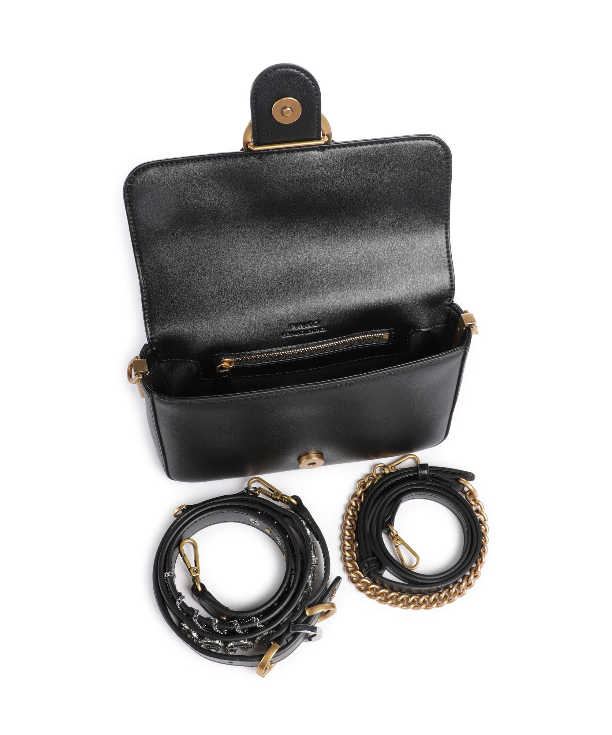 Pinko Love One Mini Slouchy Charms Torba przez ramię nero/antique gold - Image 6