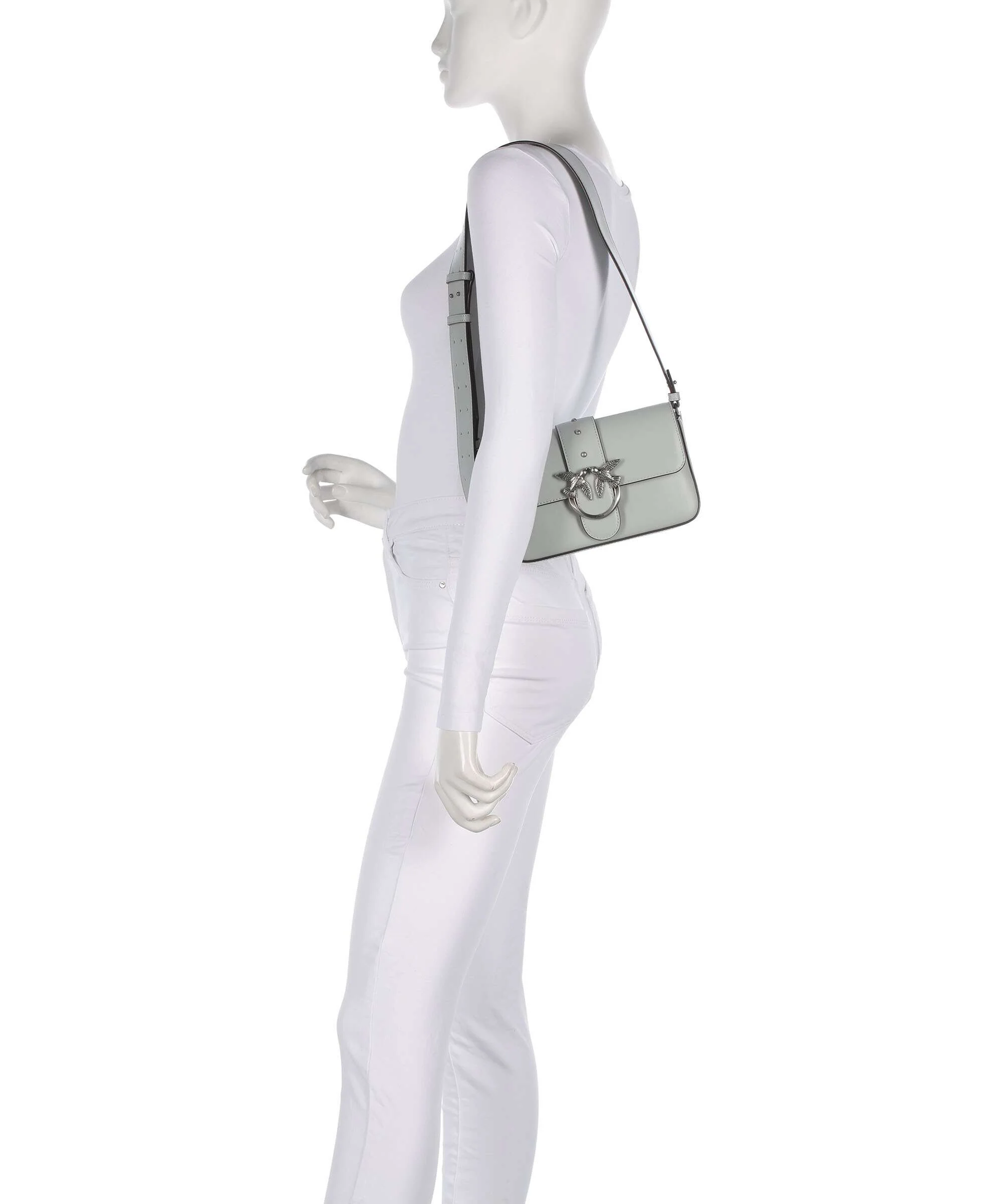 Pinko Love One Mini Slouchy Torba na ramię grigio perla/old silver - Image 3