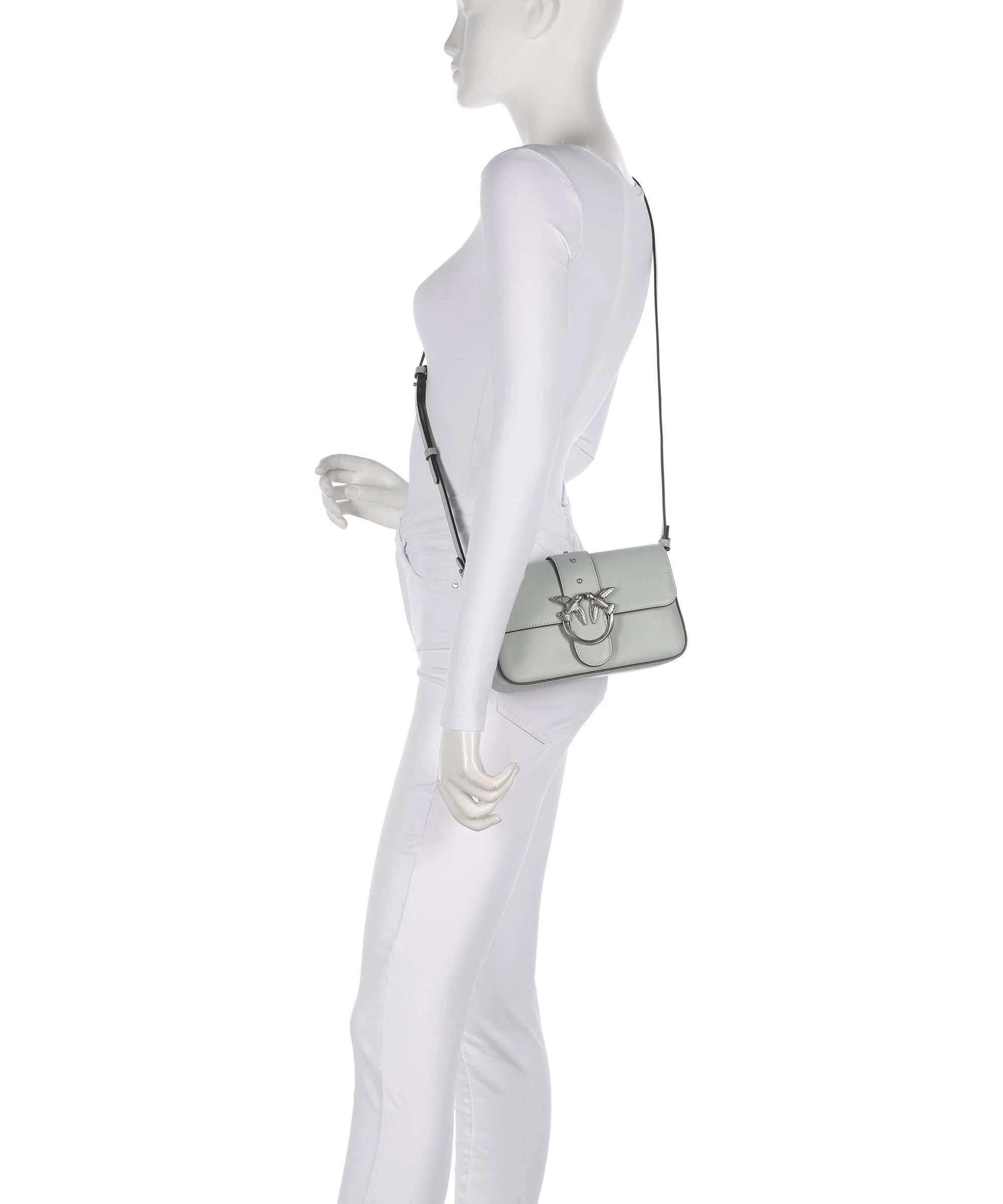 Pinko Love One Mini Slouchy Torba na ramię grigio perla/old silver - Image 4