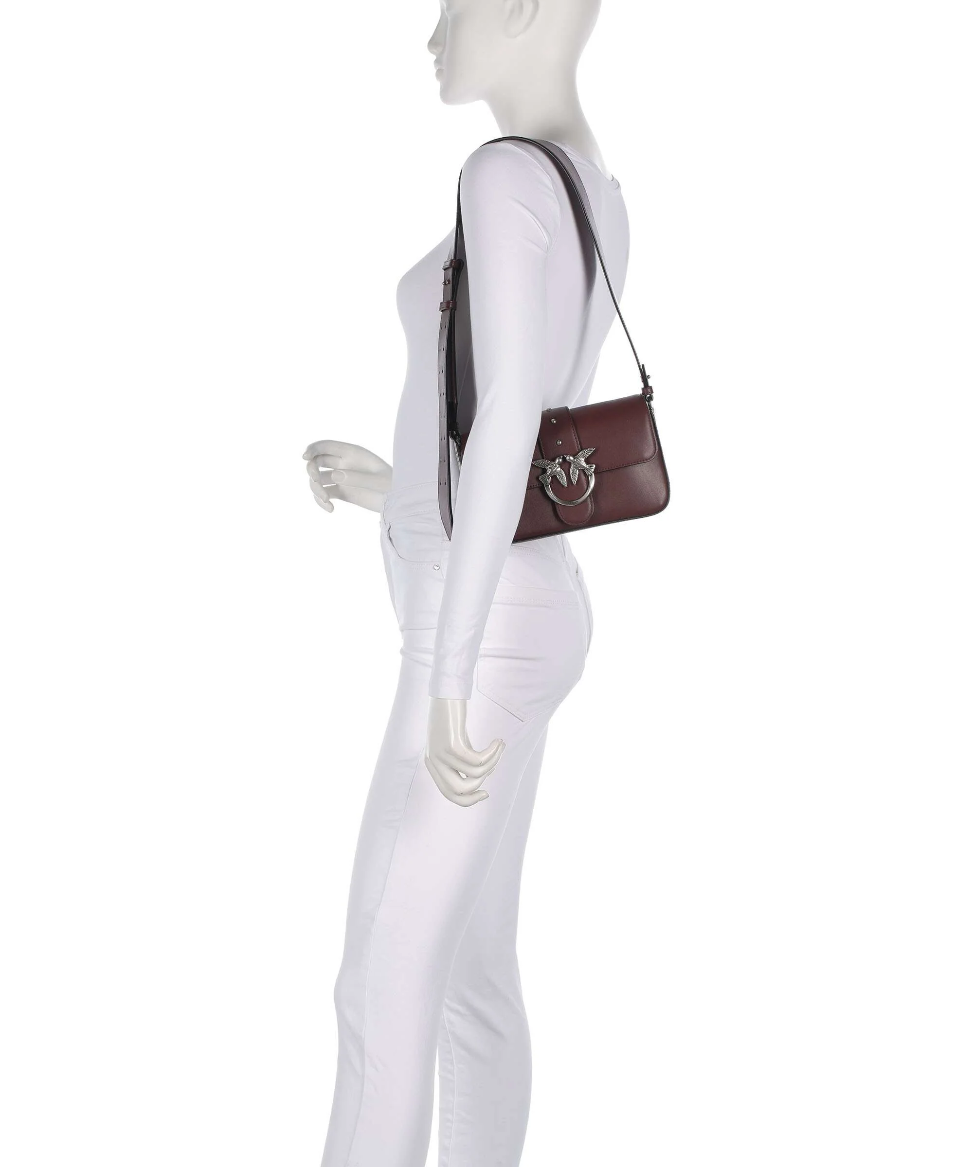 Pinko Love One Mini Slouchy Torba na ramię burgundy wine/old silver - Image 3