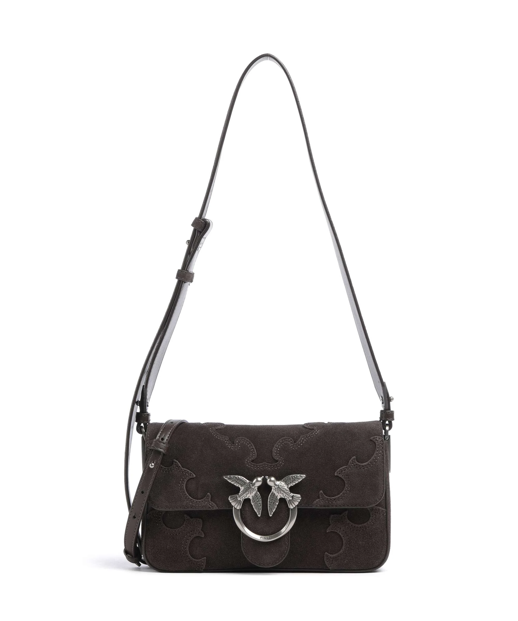 Pinko Love One Mini Slouchy Torba przez ramię marrone/chicco di caffe/old silver