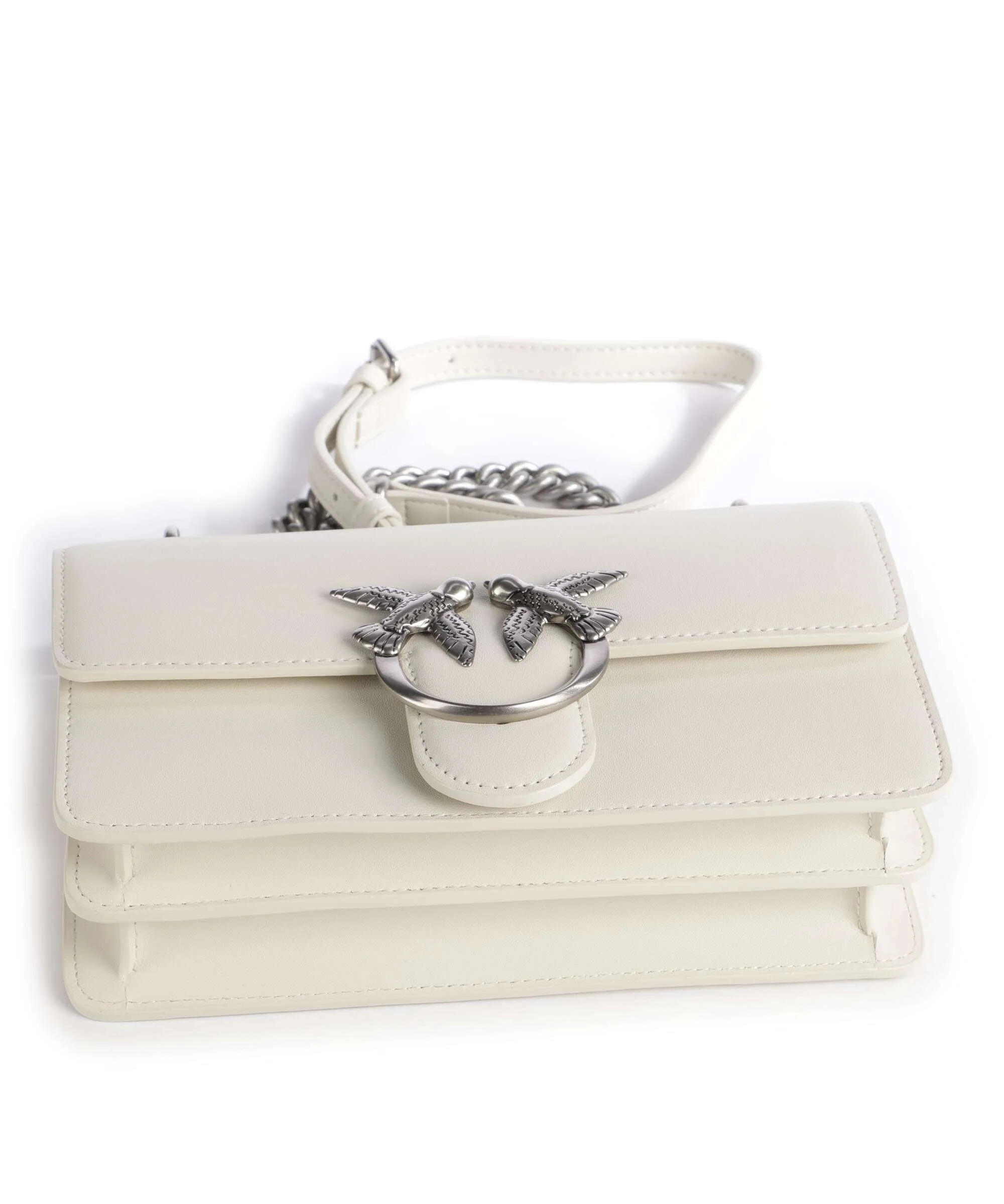 Pinko Love One Mini Torba na ramię bianco seta/old silver - Image 5