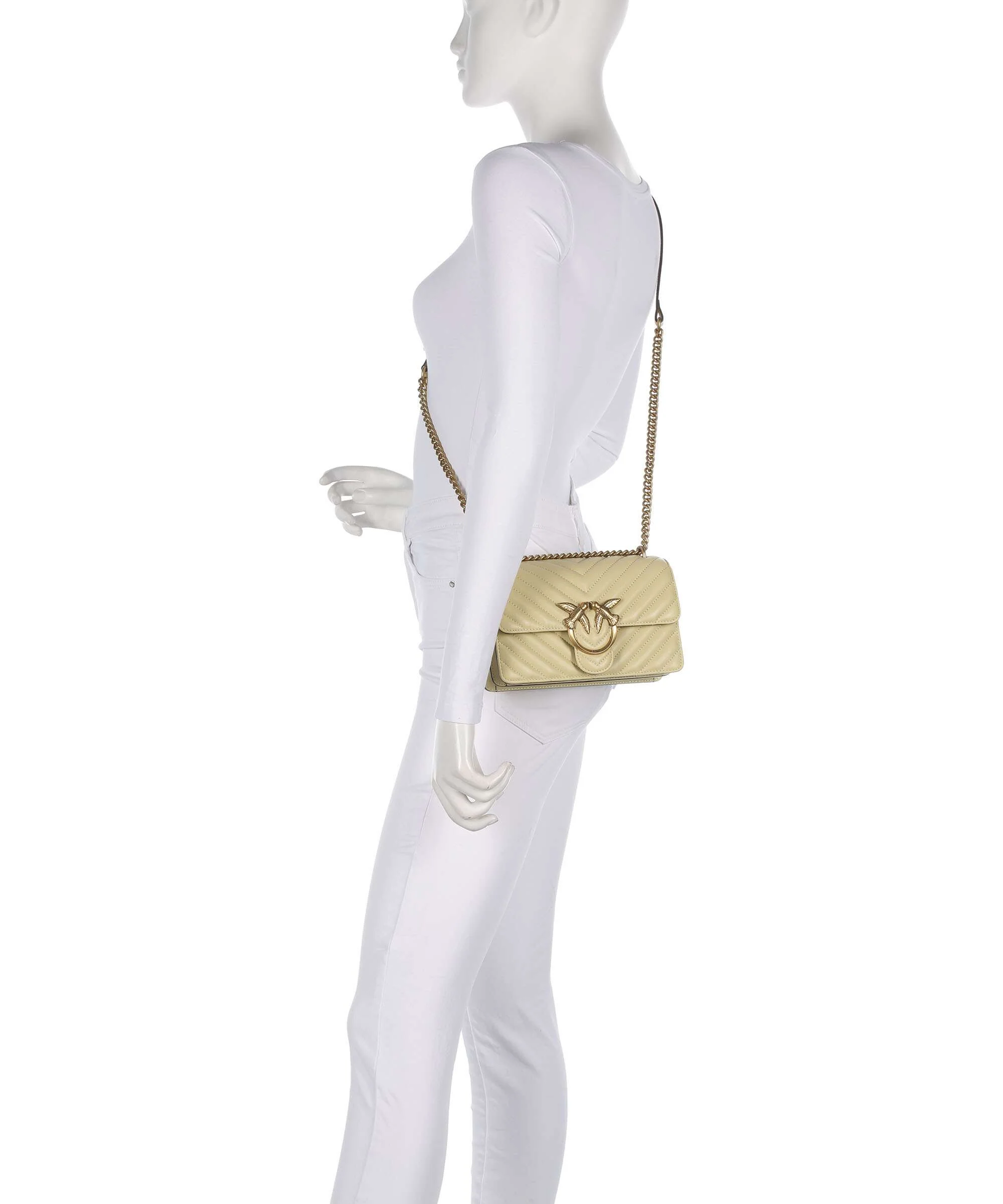 Pinko Love One Mini Torba na ramię giallo vaniglia/antique gold - Image 3