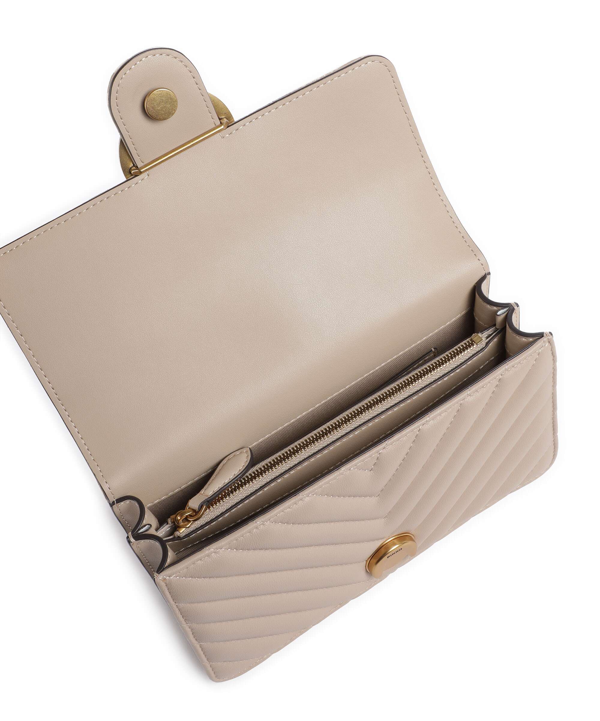 Pinko Love One Mini Torba na ramię beige/grigio fumo/antique gold - Image 7