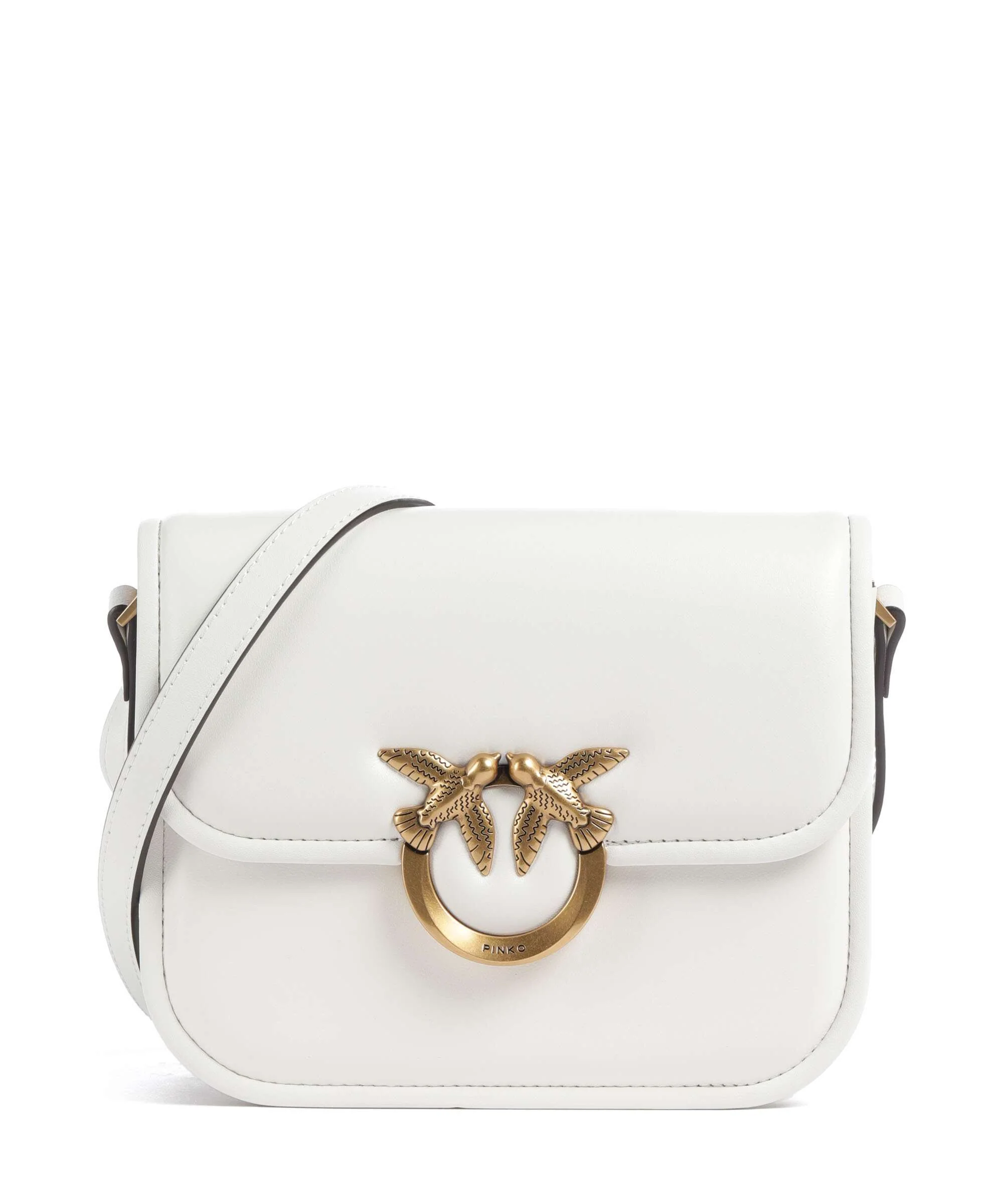 Pinko Love One Mini Torba przez ramię bianco nembo/antique gold
