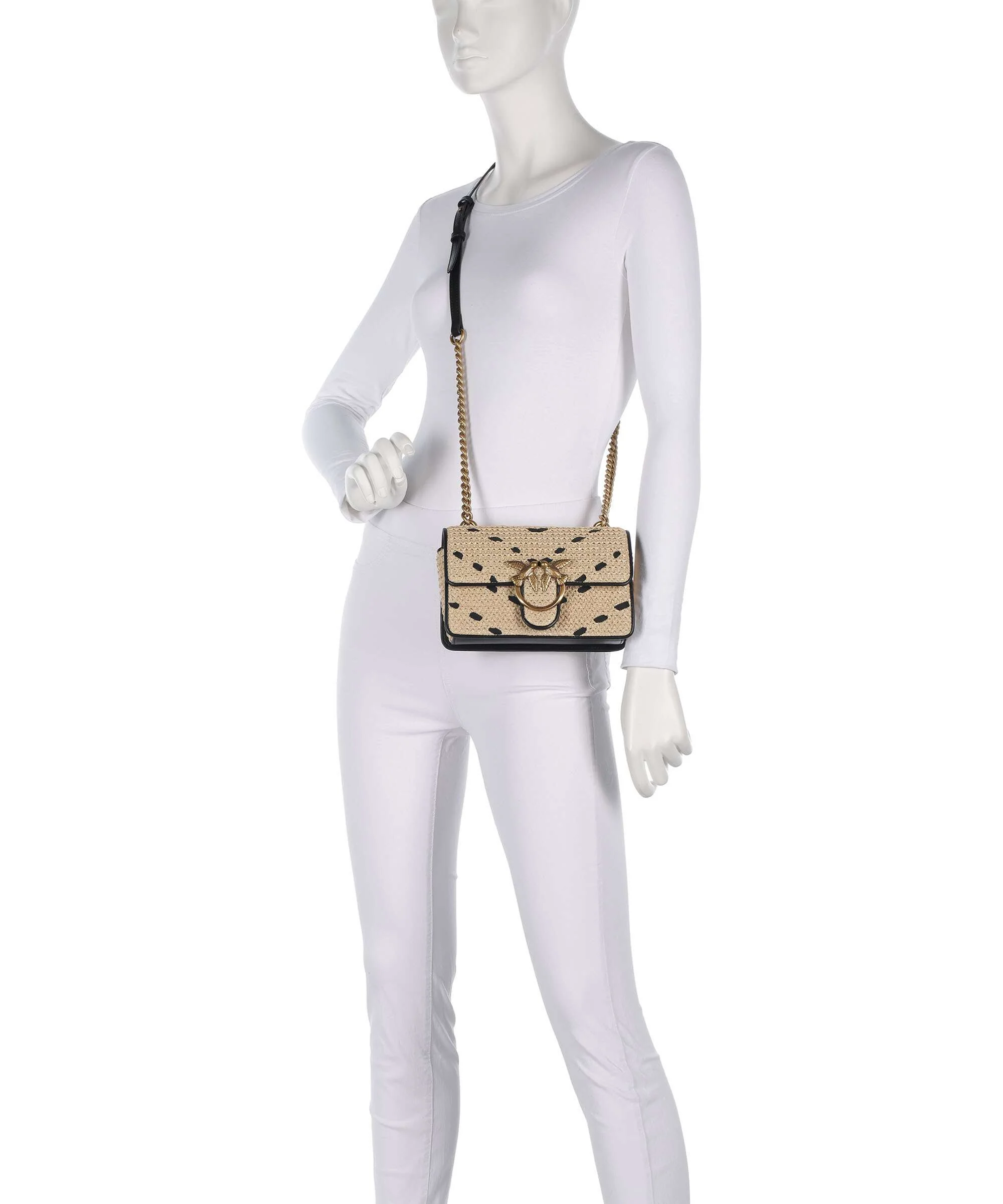 Pinko Love One Mini Torba przez ramię paglia/nero/antique gold - Image 3