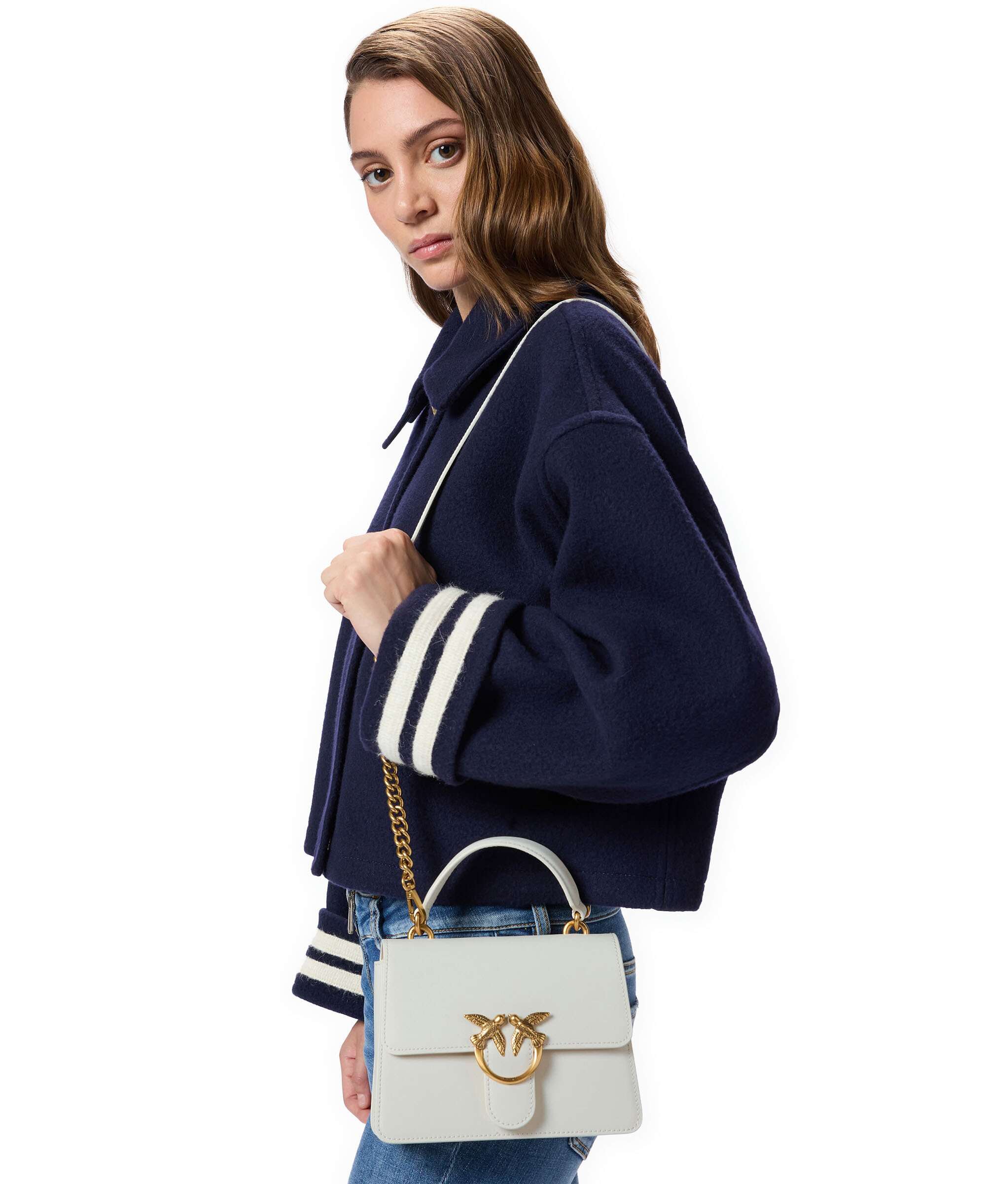 Pinko Love One Mini Torebka bianco seta/antique gold - Image 4