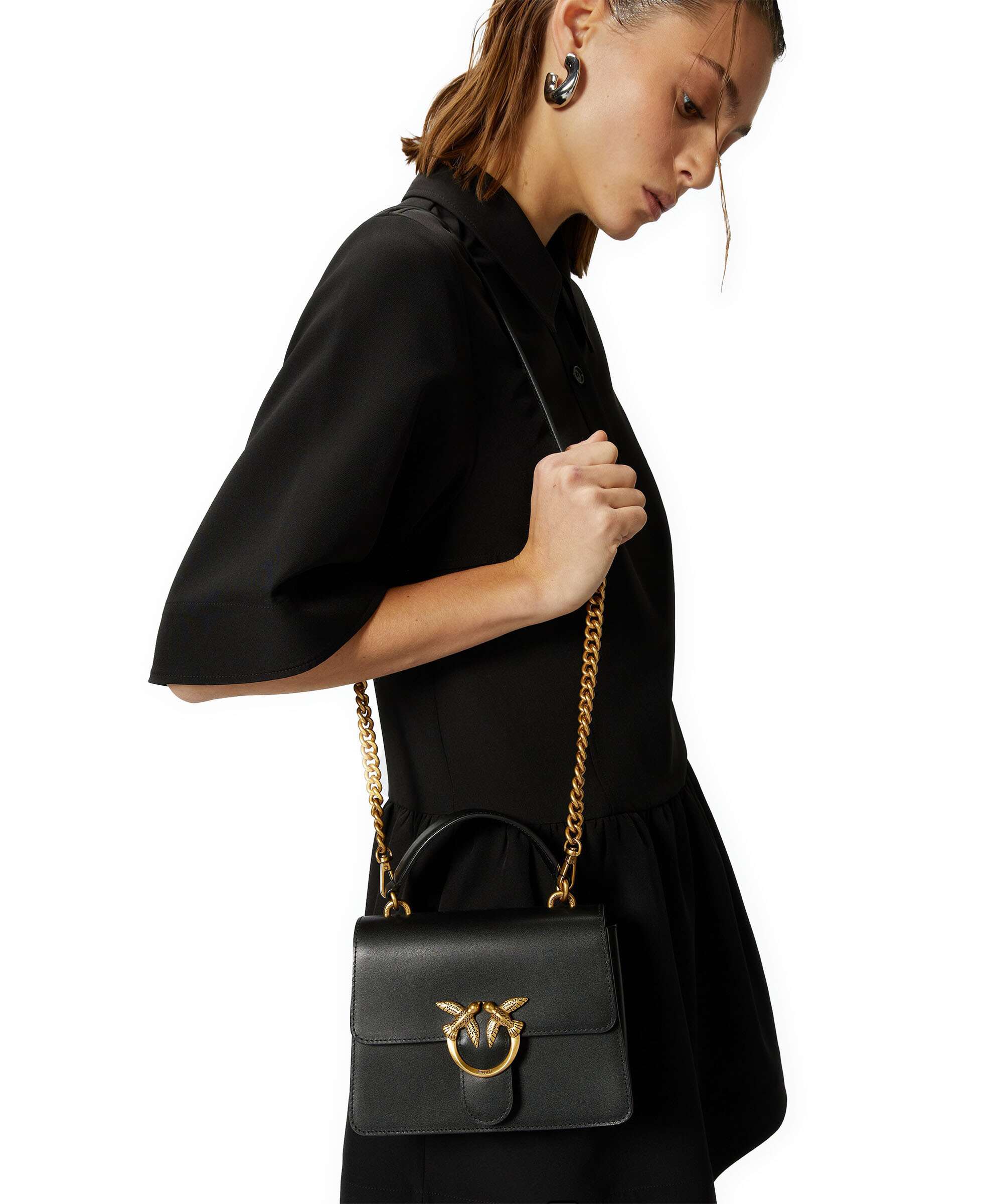 Pinko Love One Mini Torebka nero/antique gold - Image 4