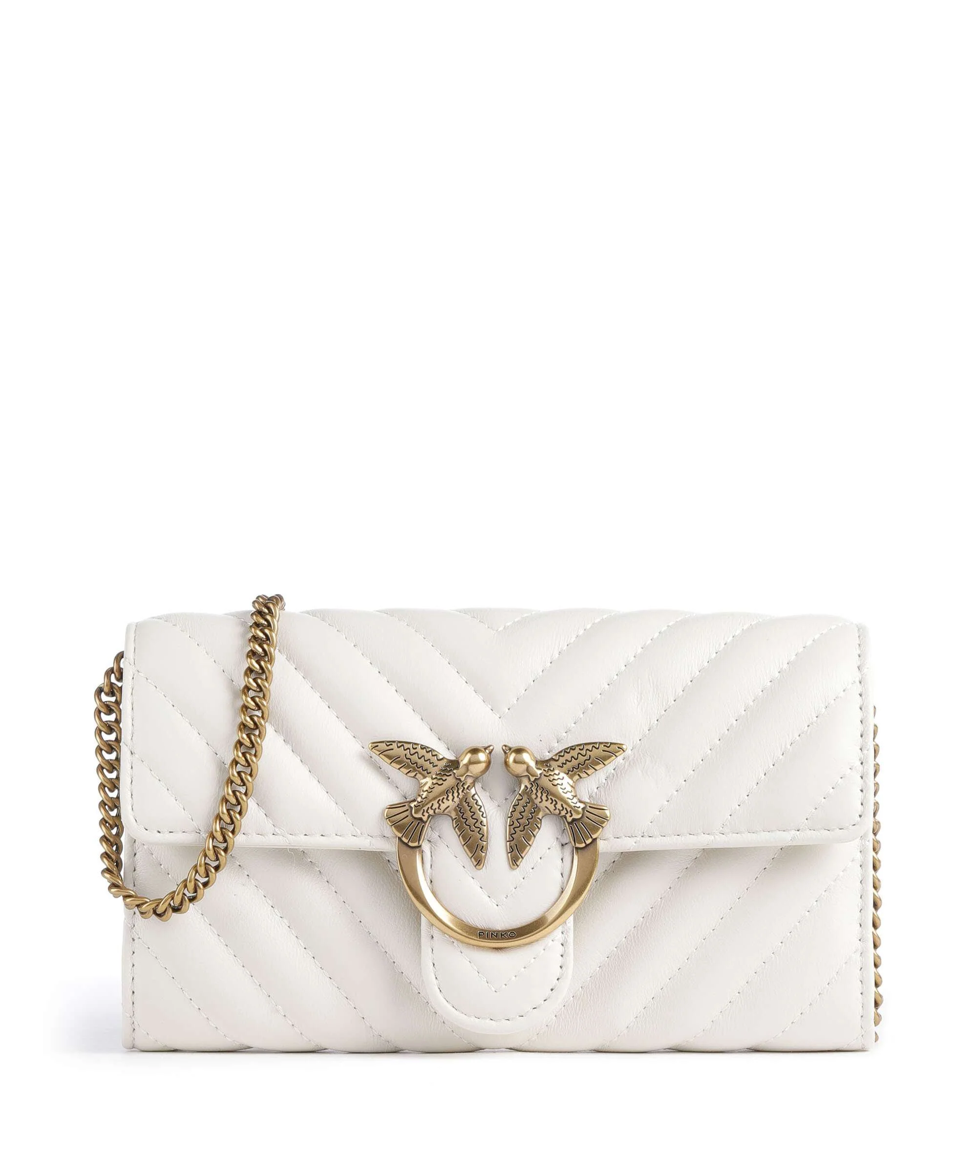 Pinko Love One Portfel bianco seta/antique gold