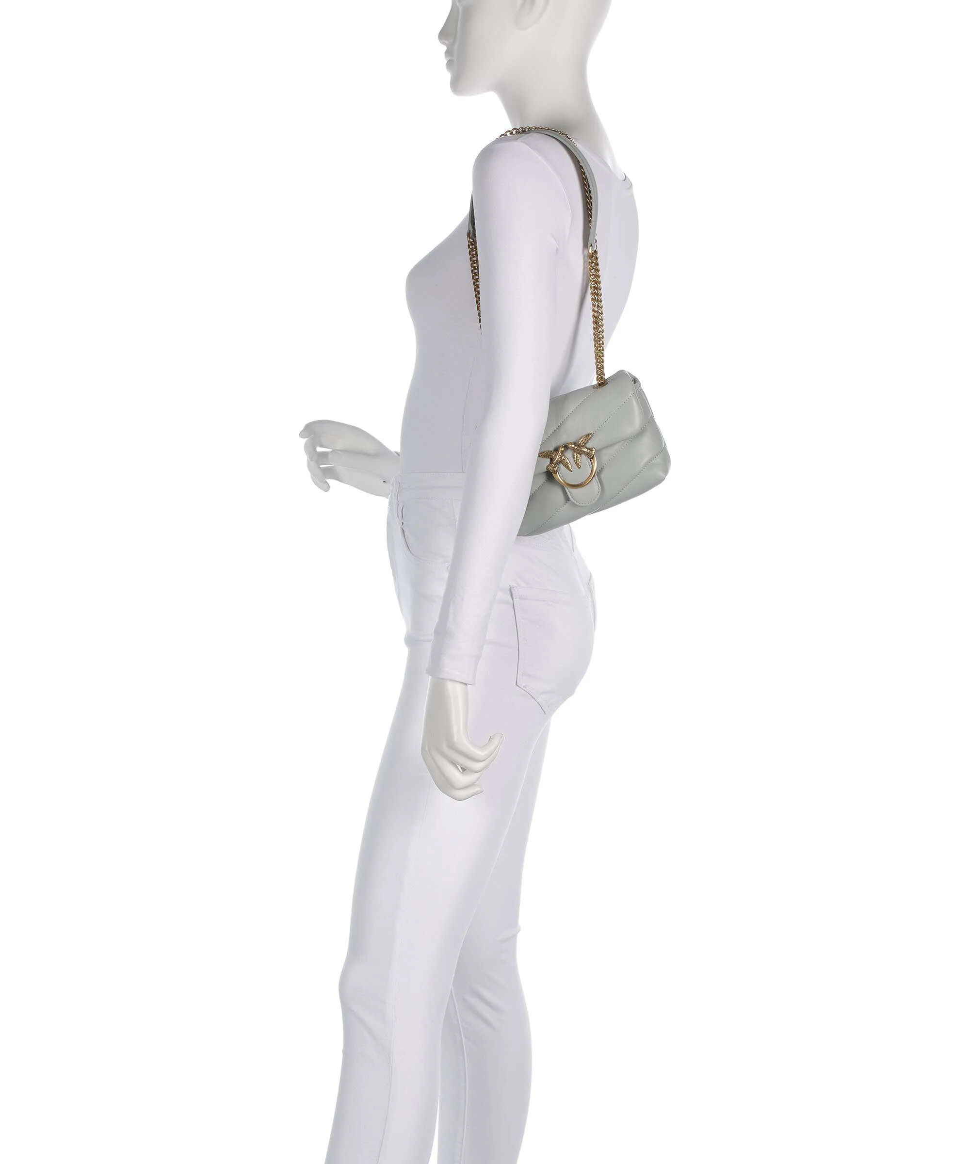 Pinko Love Puff Baby Torba na ramię grigio perla/antique gold - Image 4