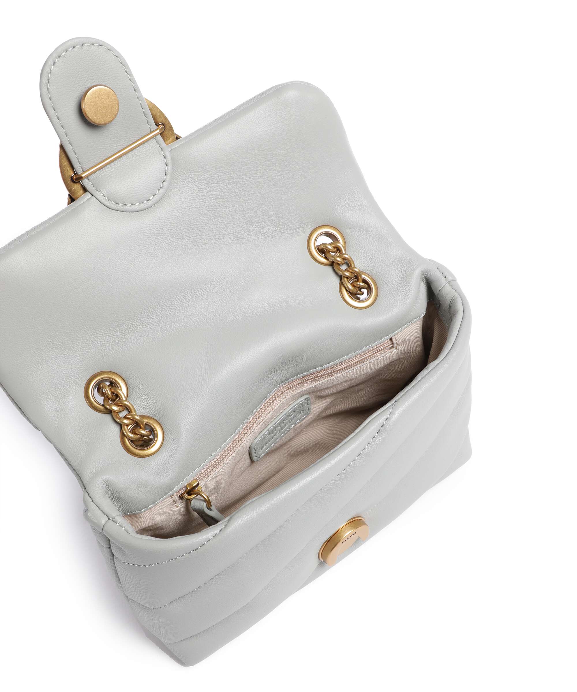 Pinko Love Puff Baby Torba na ramię grigio perla/antique gold - Image 7