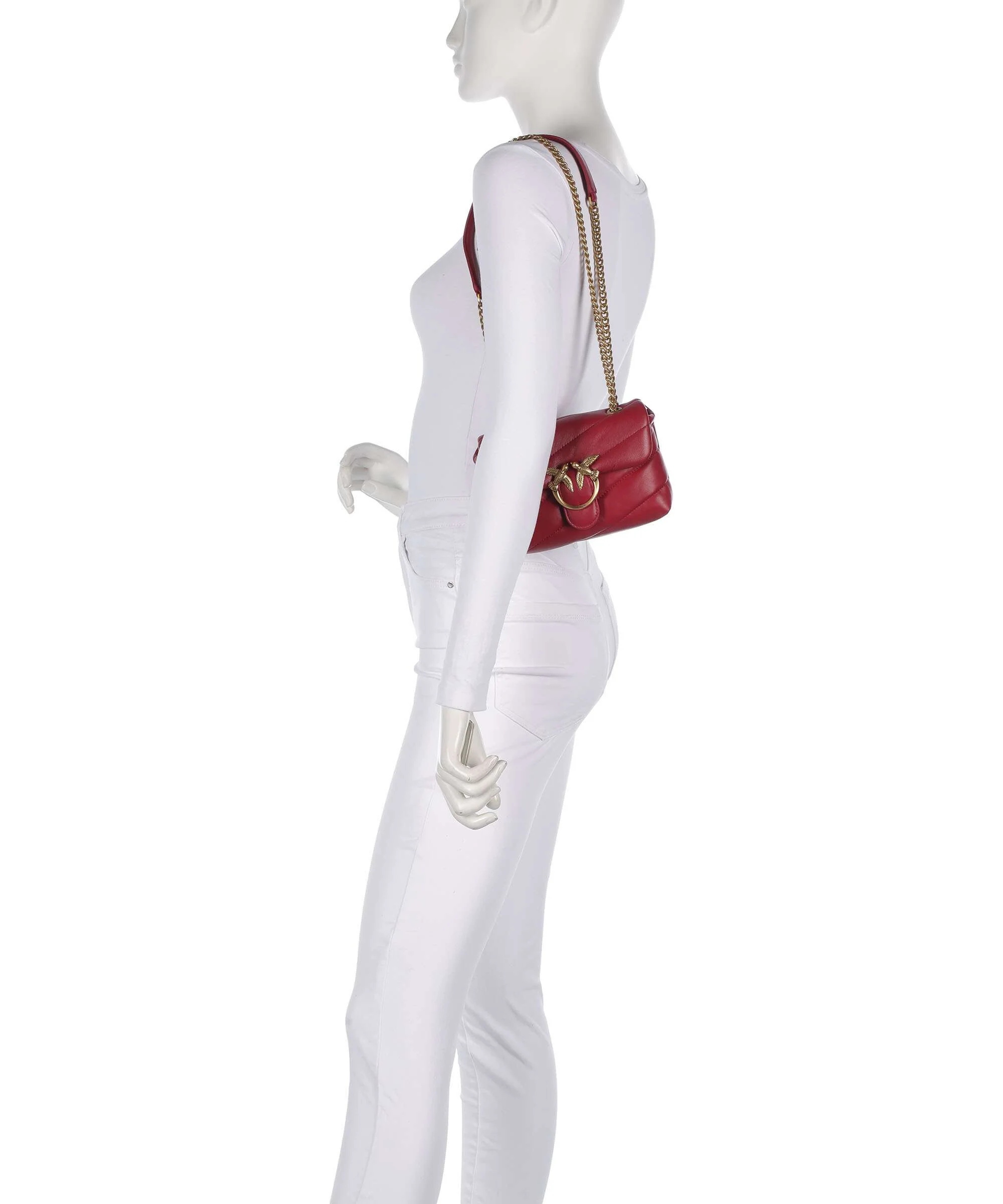Pinko Love Puff Baby Torba na ramię rosso scuro/antique gold - Image 3