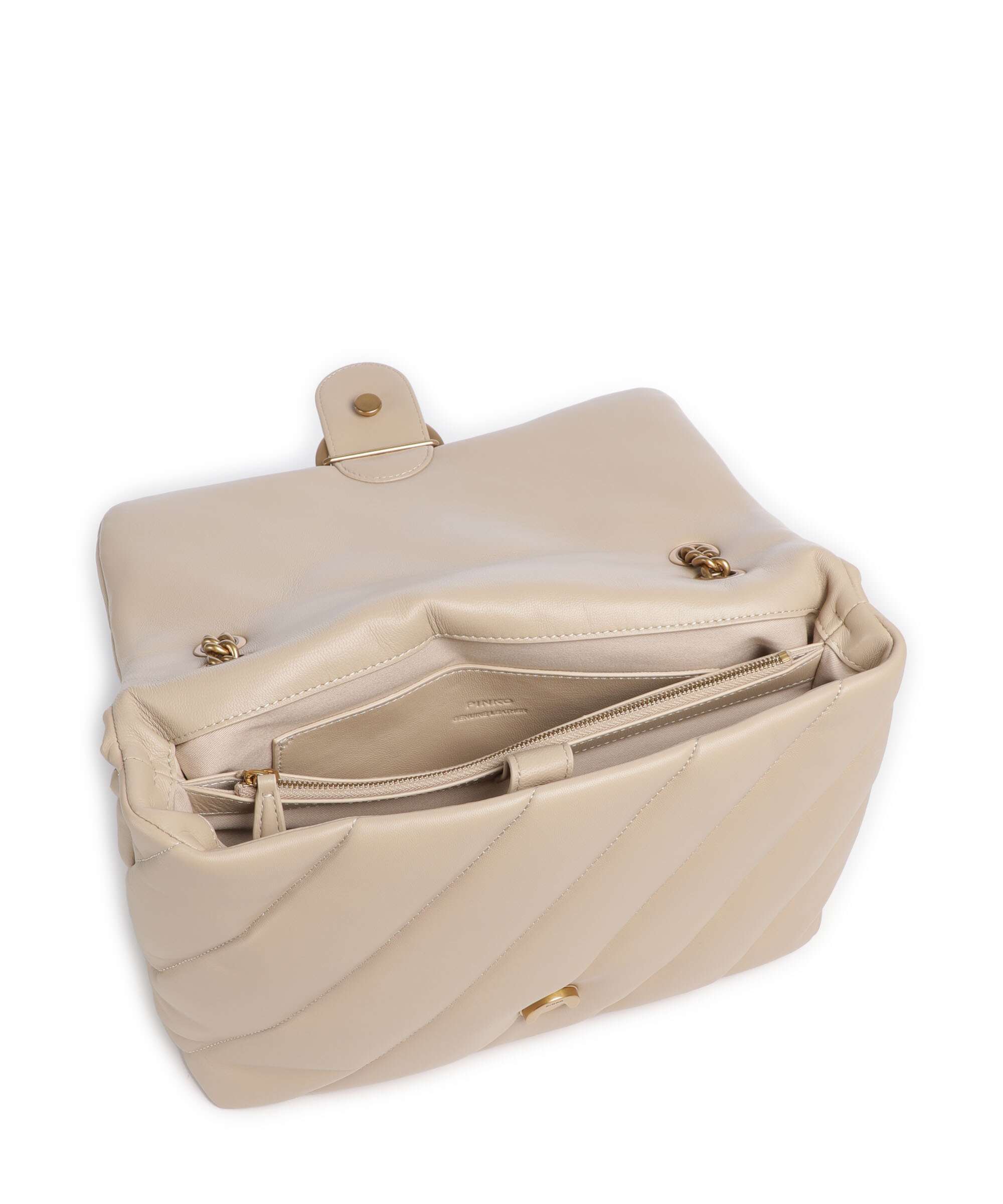 Pinko Love Puff Big Torba na ramię beige/grigio fumo/antique gold - Image 6