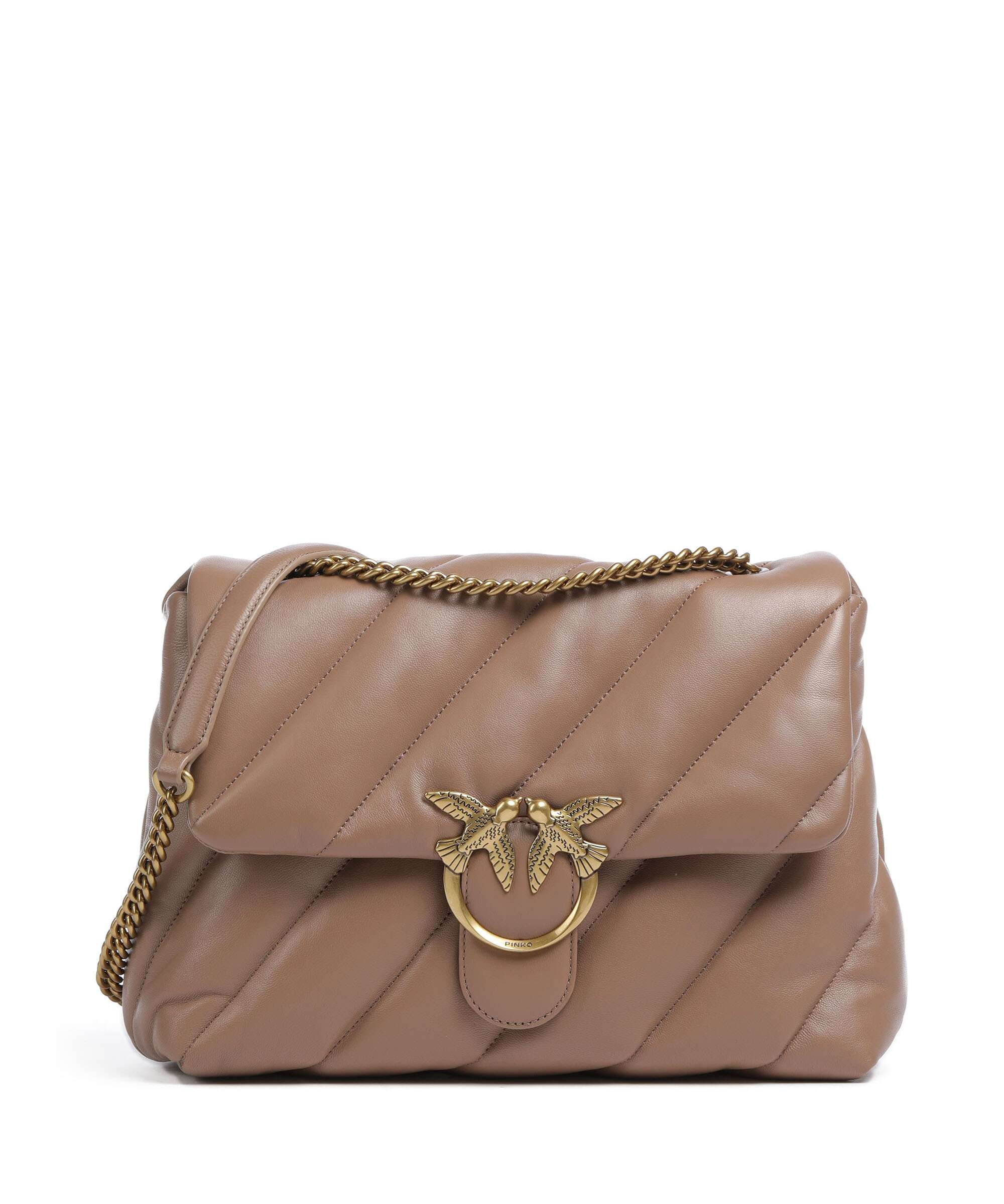 Pinko Love Puff Big Torba na ramię biscotto zenzero/antique gold