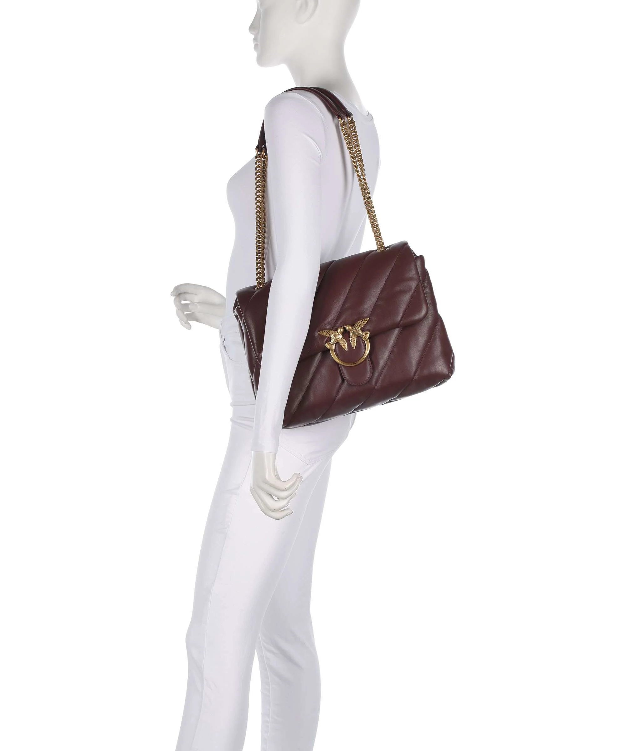 Pinko Love Puff Big Torba na ramię burgundy wine/antique gold - Image 3