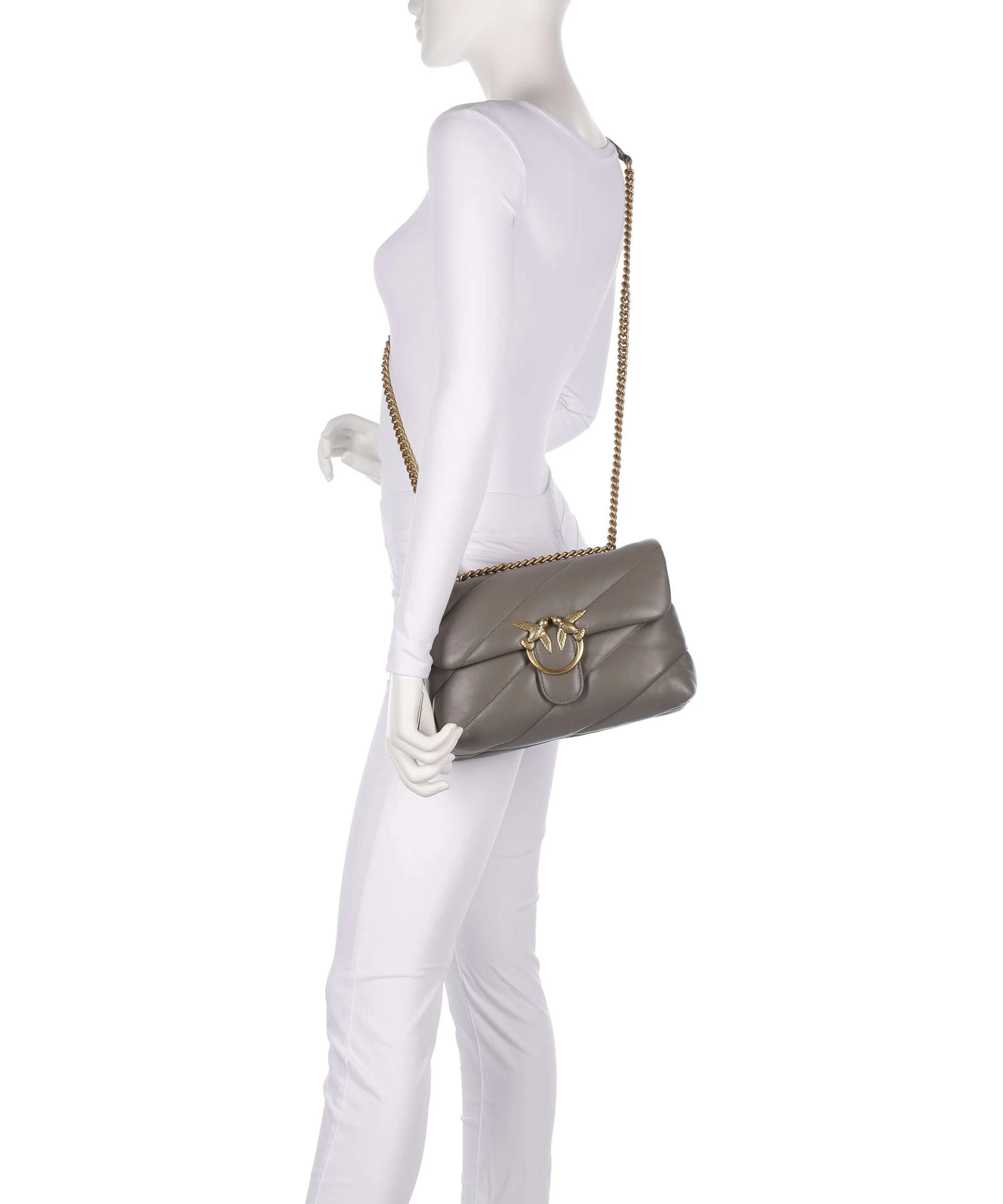 Pinko Love Puff Classic Torba na ramię grigio asfalto/antique gold - Image 3