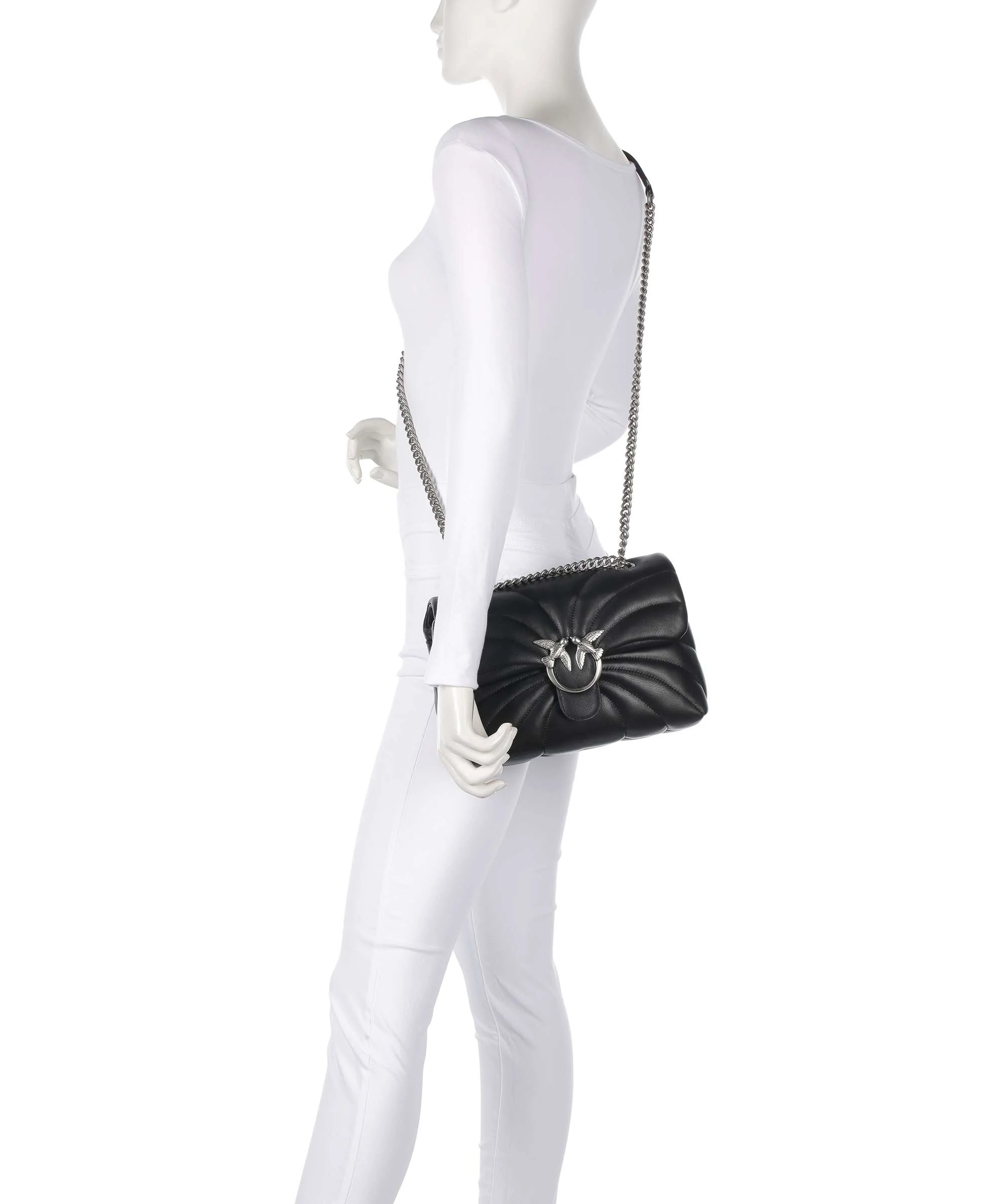 Pinko Love Puff Classic Torba na ramię nero/old silver - Image 4