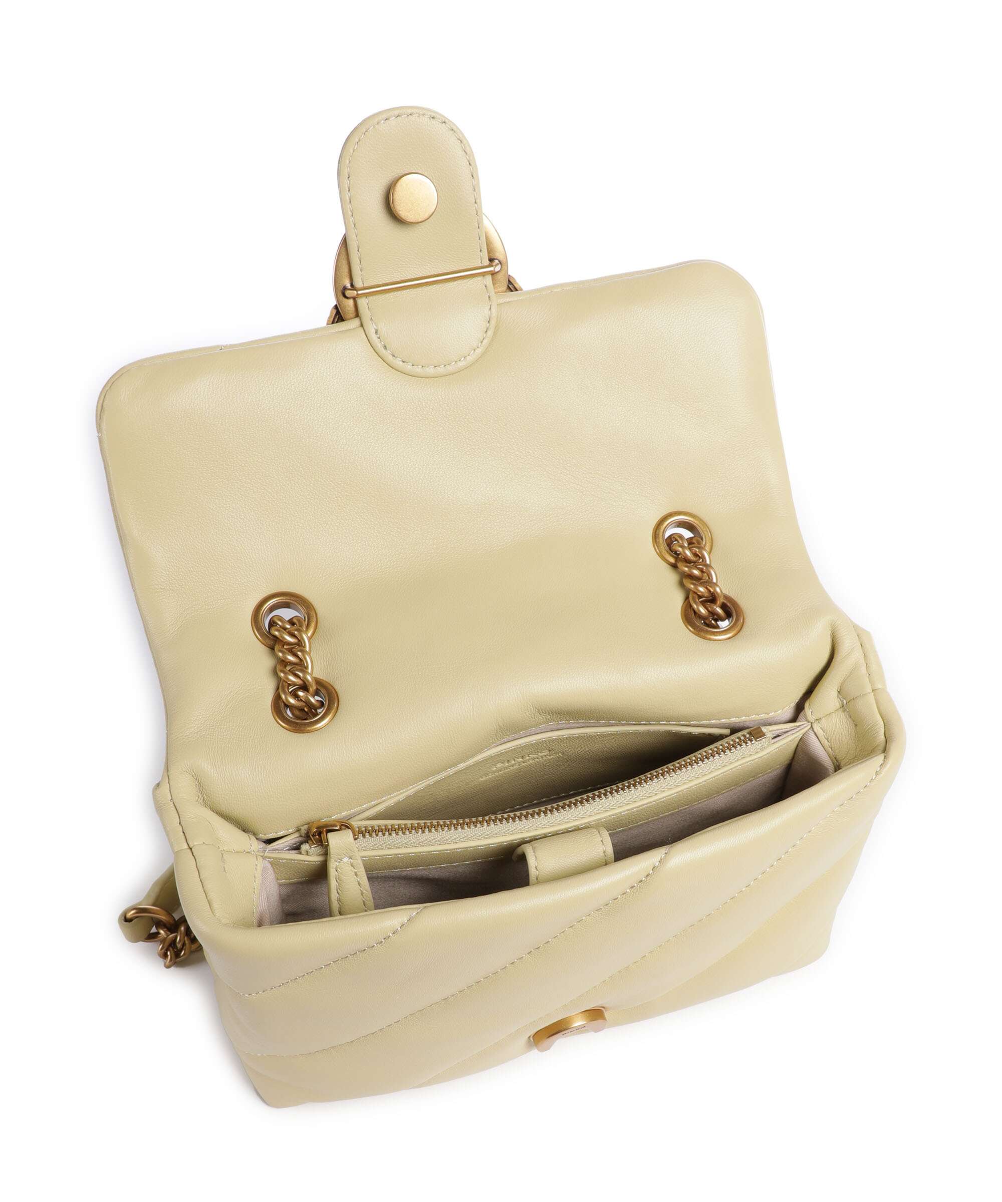 Pinko Love Puff Mini Torba na ramię giallo vaniglia/antique gold - Image 7